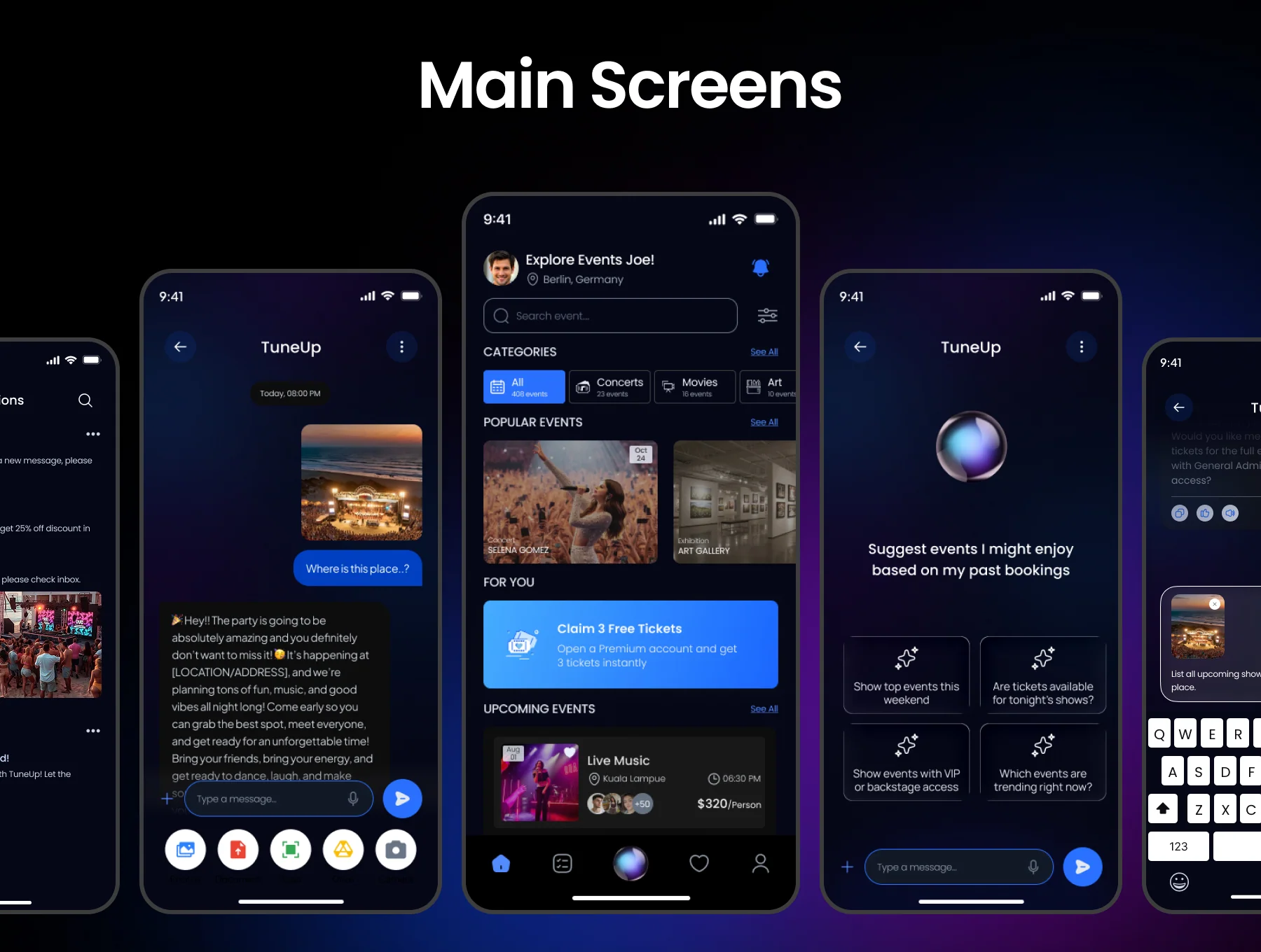 Tuneup AI Assistant Event Booking Mobile App UI Kit 5