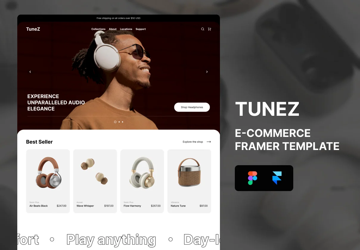 Tunez - Ecommerce Framer Template