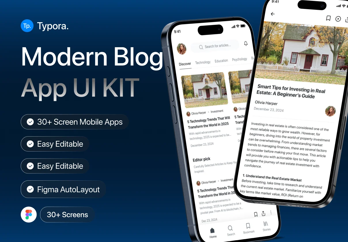 Typora - Modern Blog App UI KIT