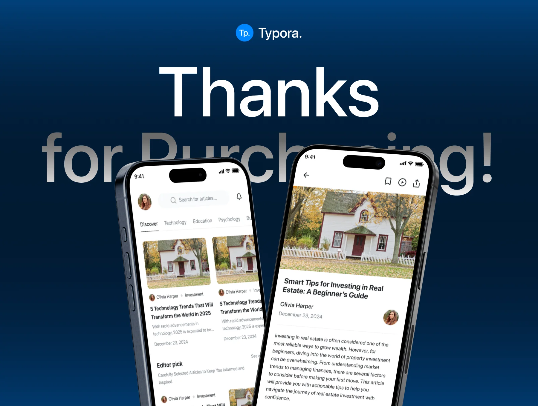 Typora - Modern Blog App UI KIT 6