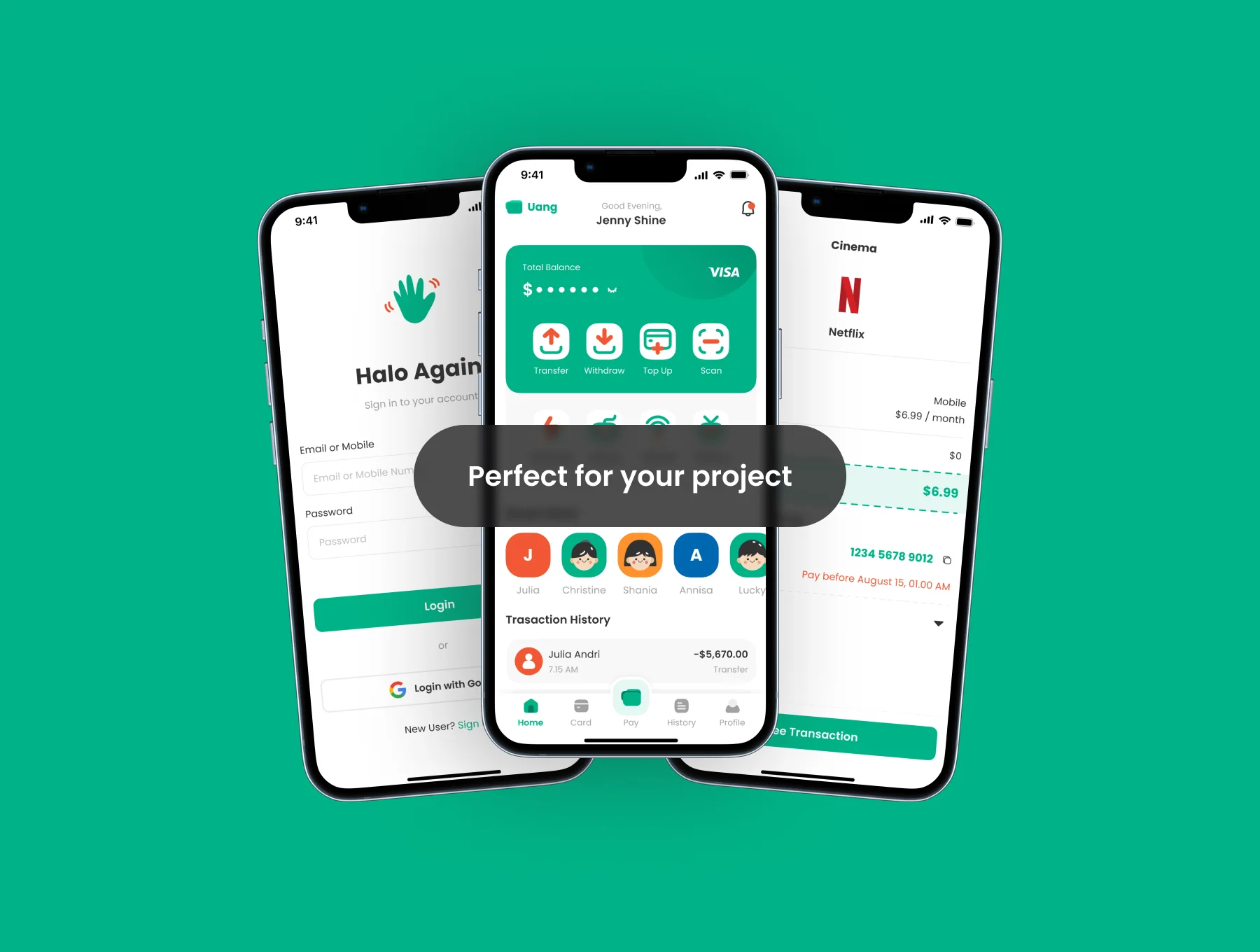 Uang - Mobile Banking App UI Kit 3