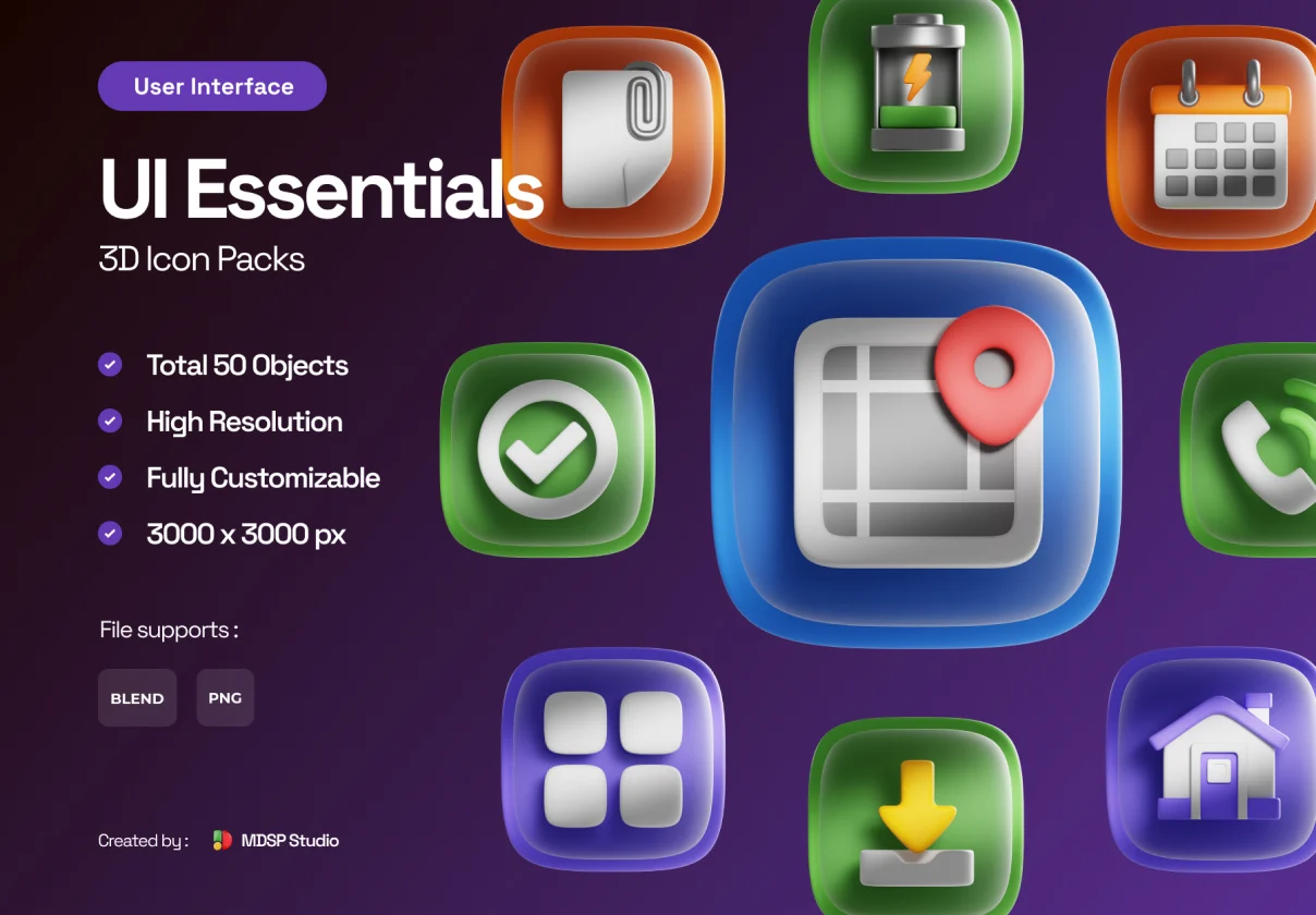 UI Essentials 3D Icon Set