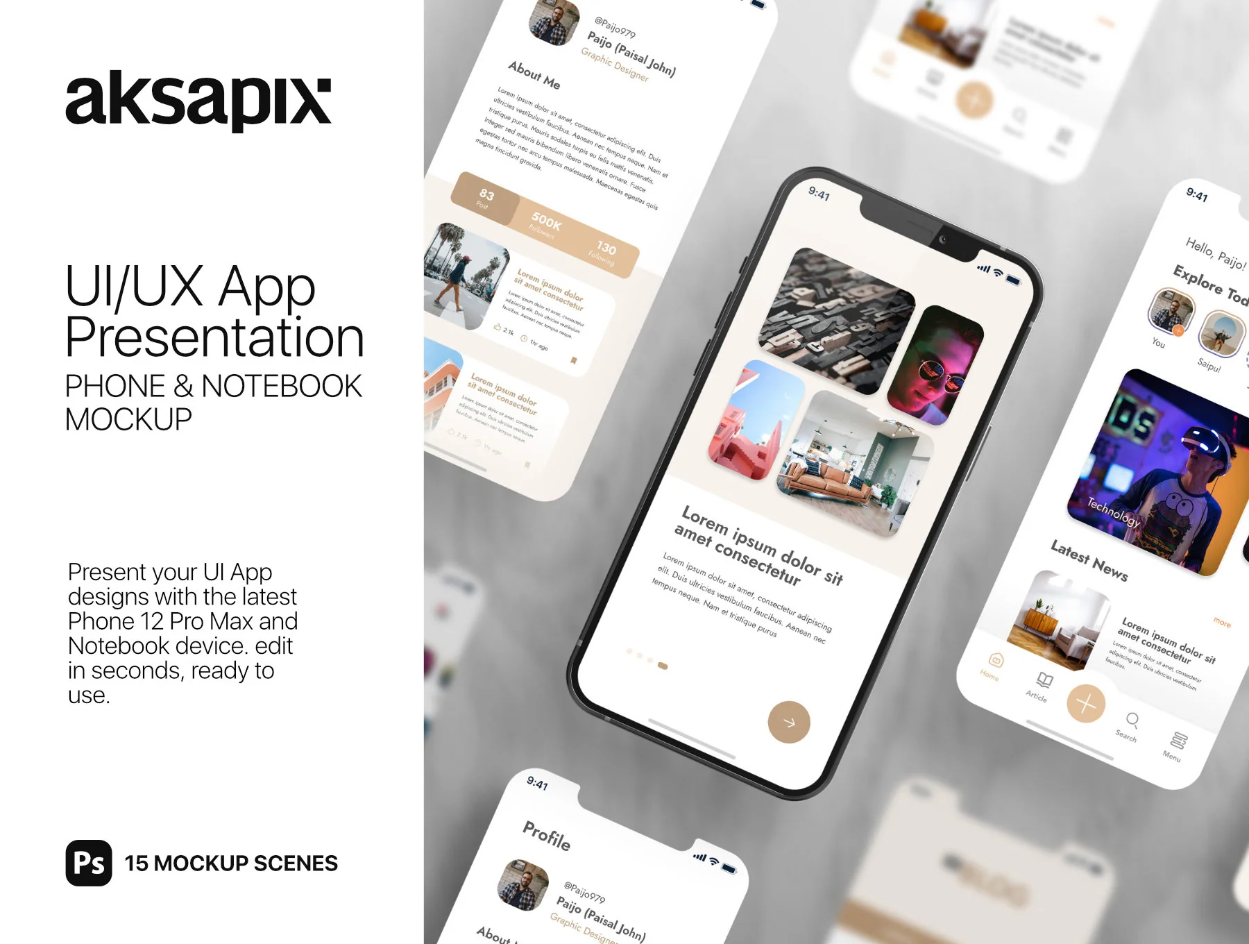 UI/UX App Presentation - Phone & Notebook Mockup