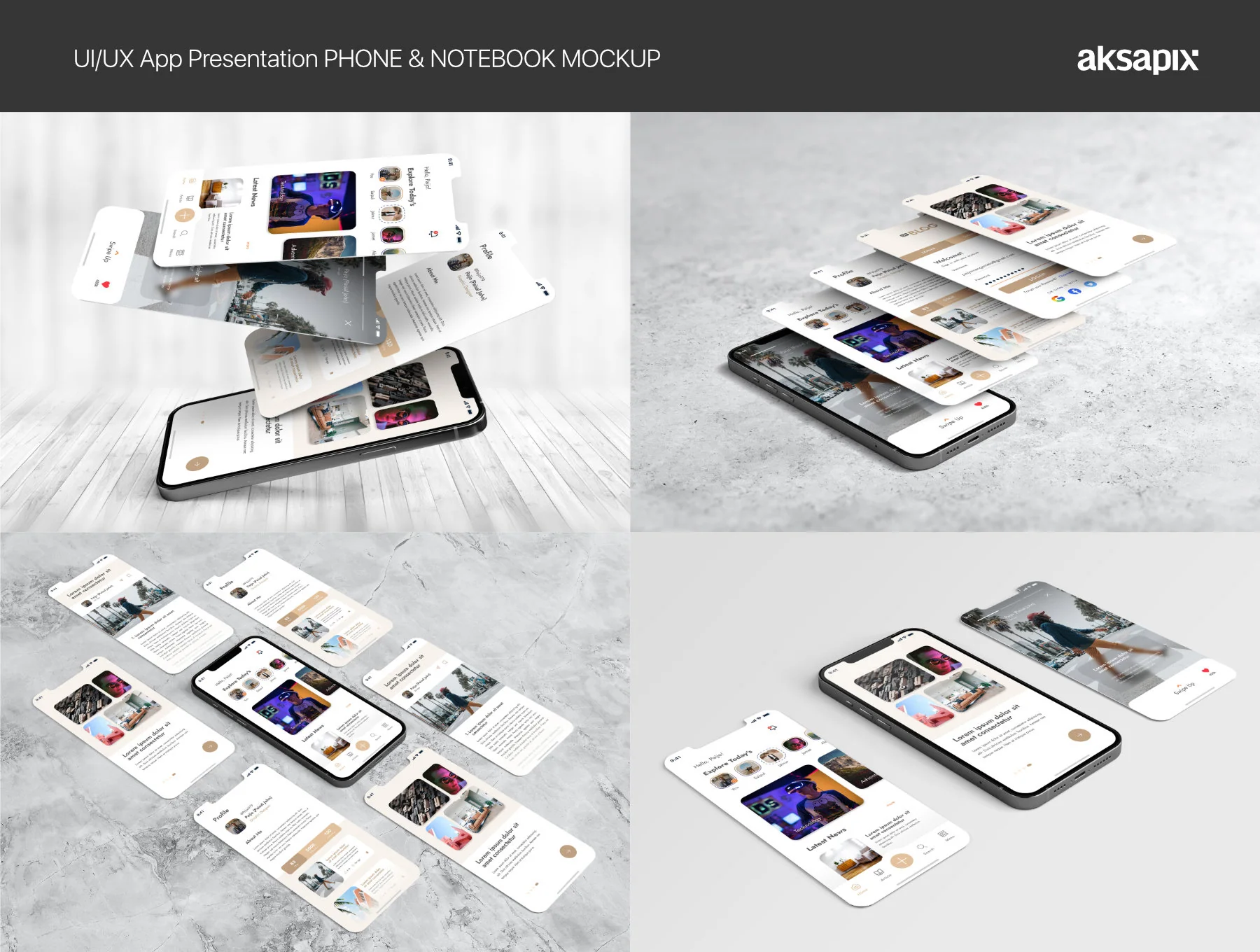 UI/UX App Presentation - Phone & Notebook Mockup 6