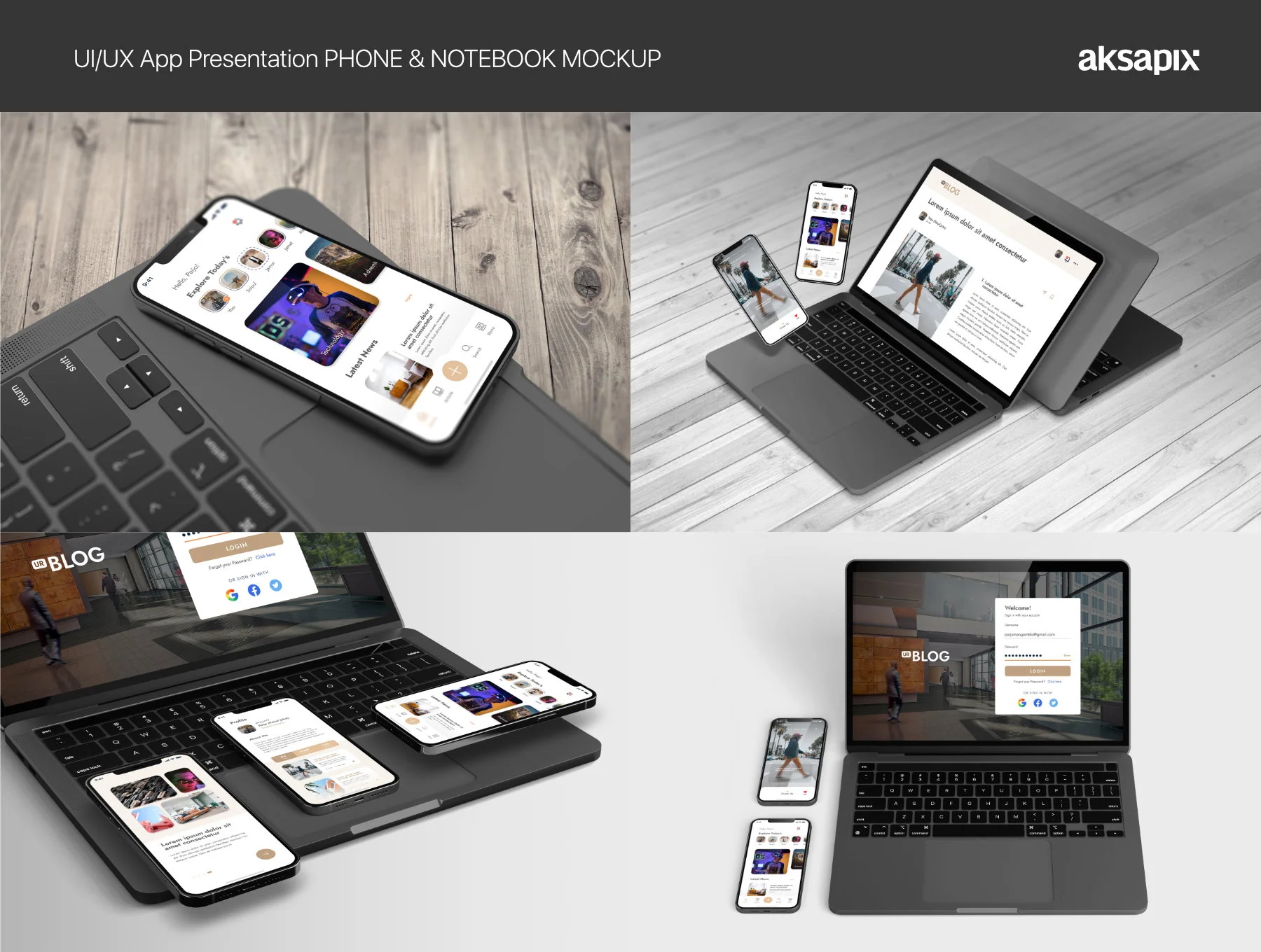 UI/UX App Presentation - Phone & Notebook Mockup 7