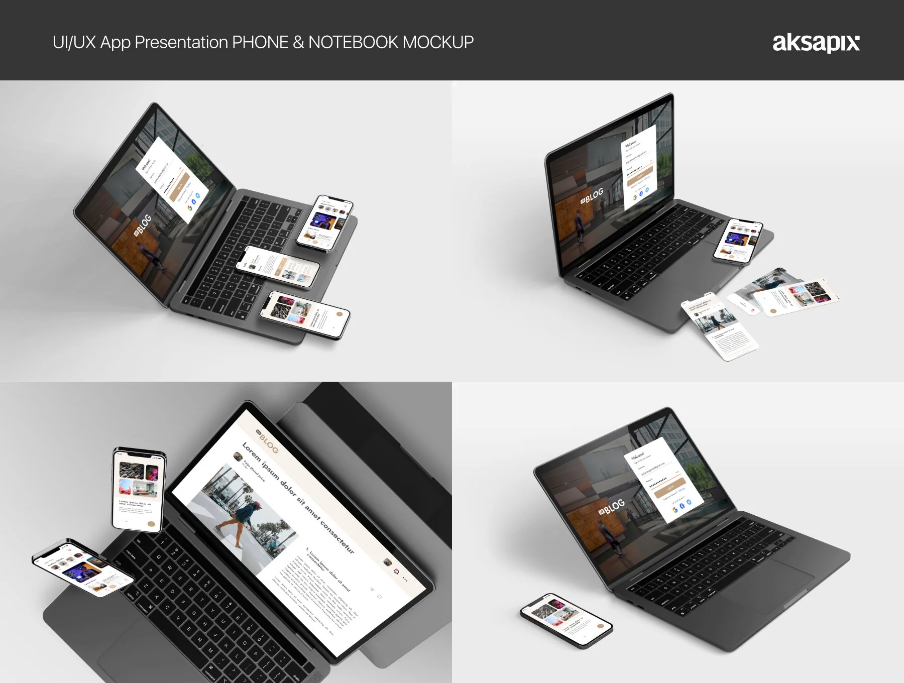 UI/UX App Presentation - Phone & Notebook Mockup 8