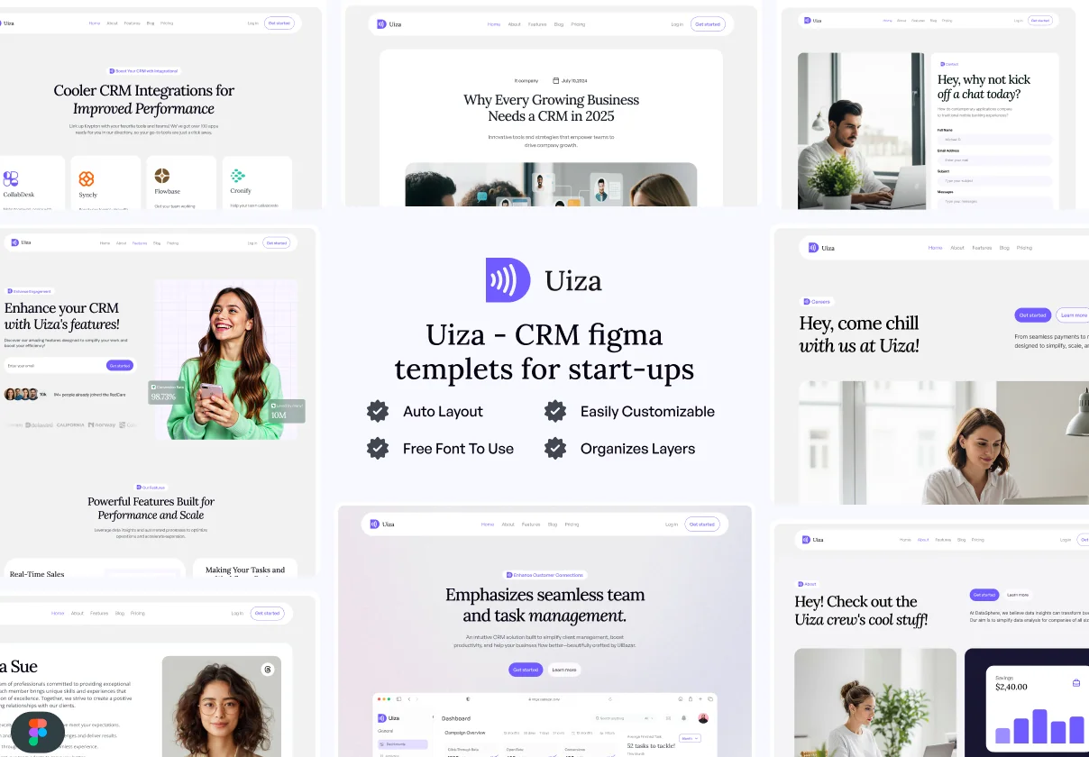 Uiza - CRM  SaaS Website  figma templets for start-ups