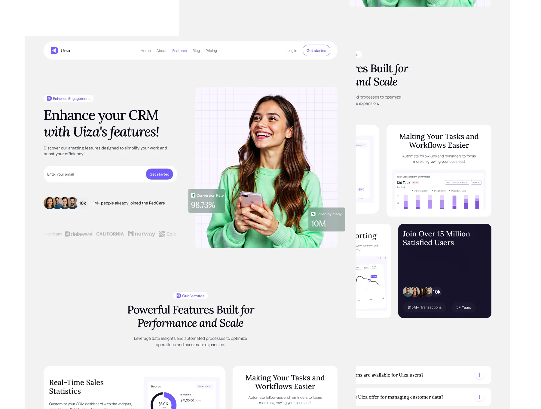 Uiza - CRM  SaaS Website  figma templets for start-ups 2