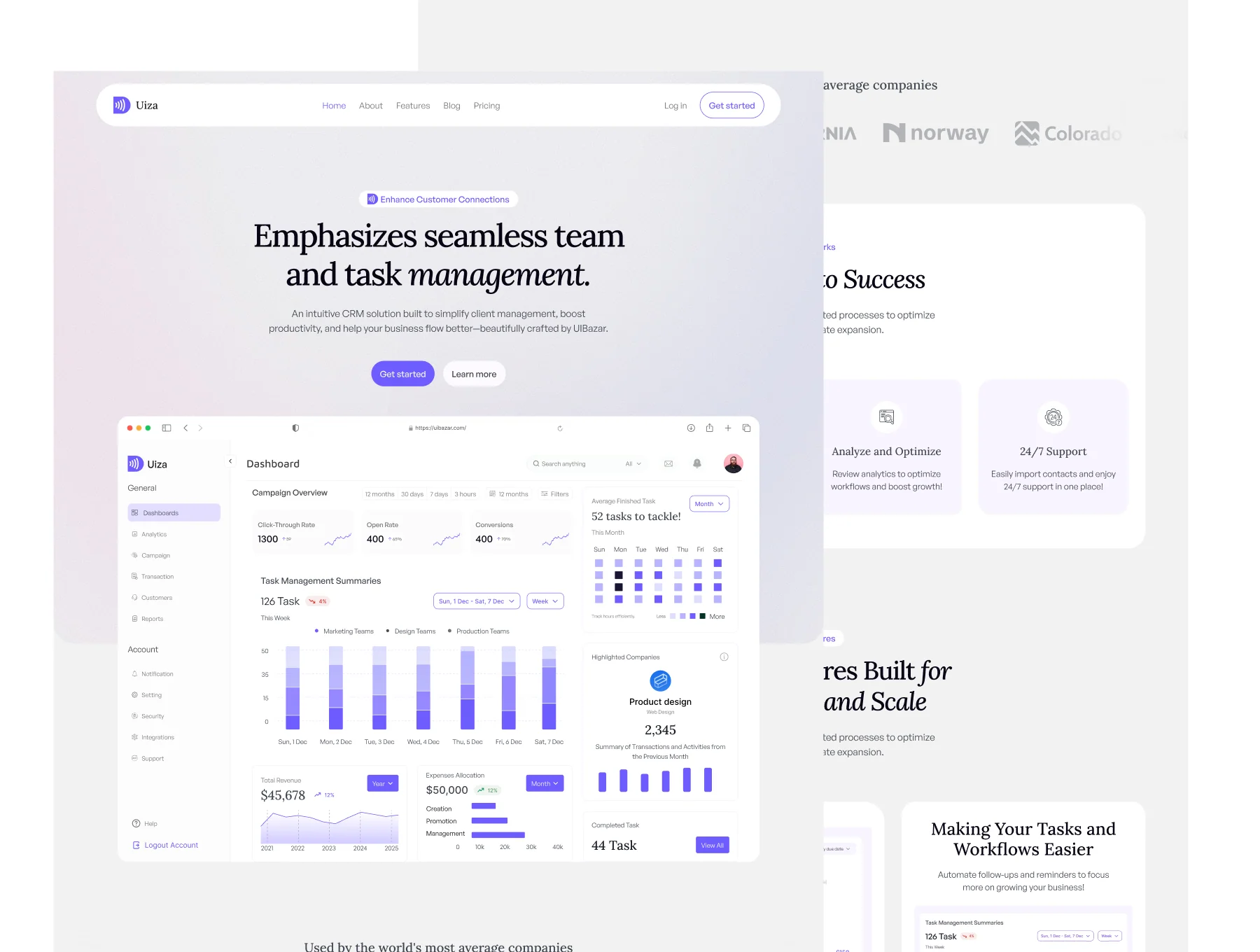 Uiza - CRM  SaaS Website  figma templets for start-ups 3