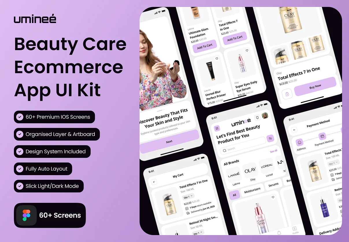 uminee - Beauty Care Ecommerce App UI Kit