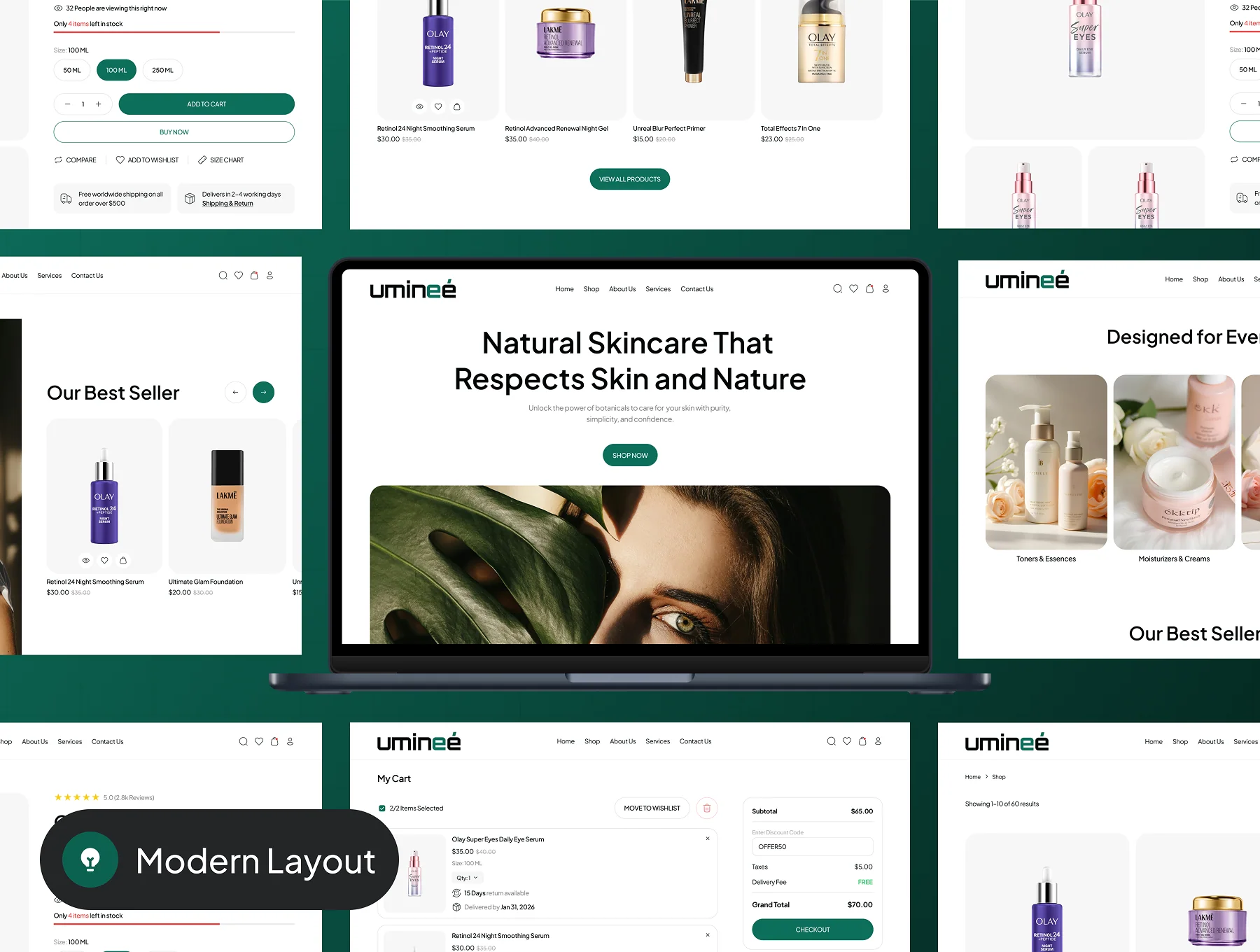 uminee - Beauty Care Ecommerce Website UI Kit 3