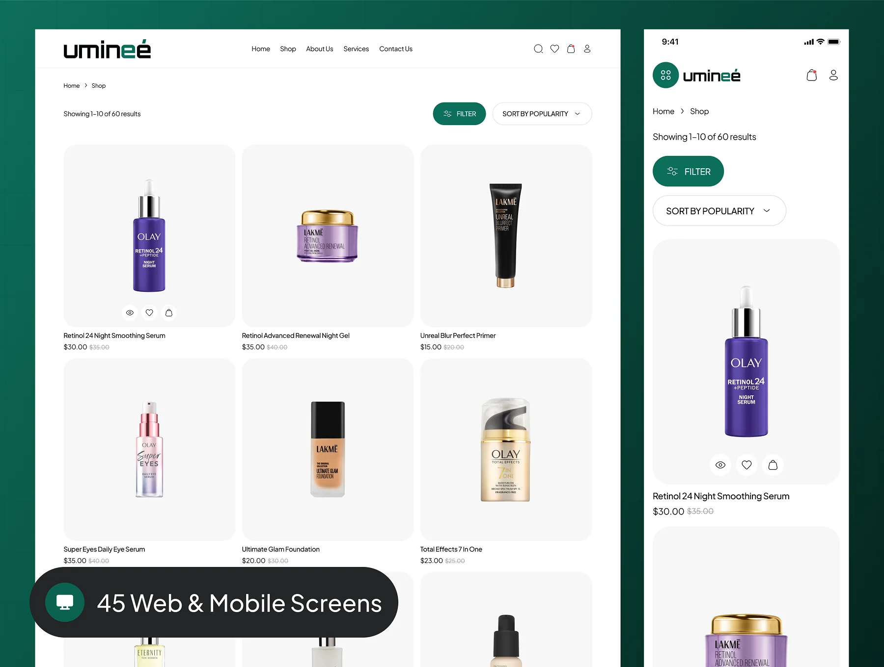 uminee - Beauty Care Ecommerce Website UI Kit 5