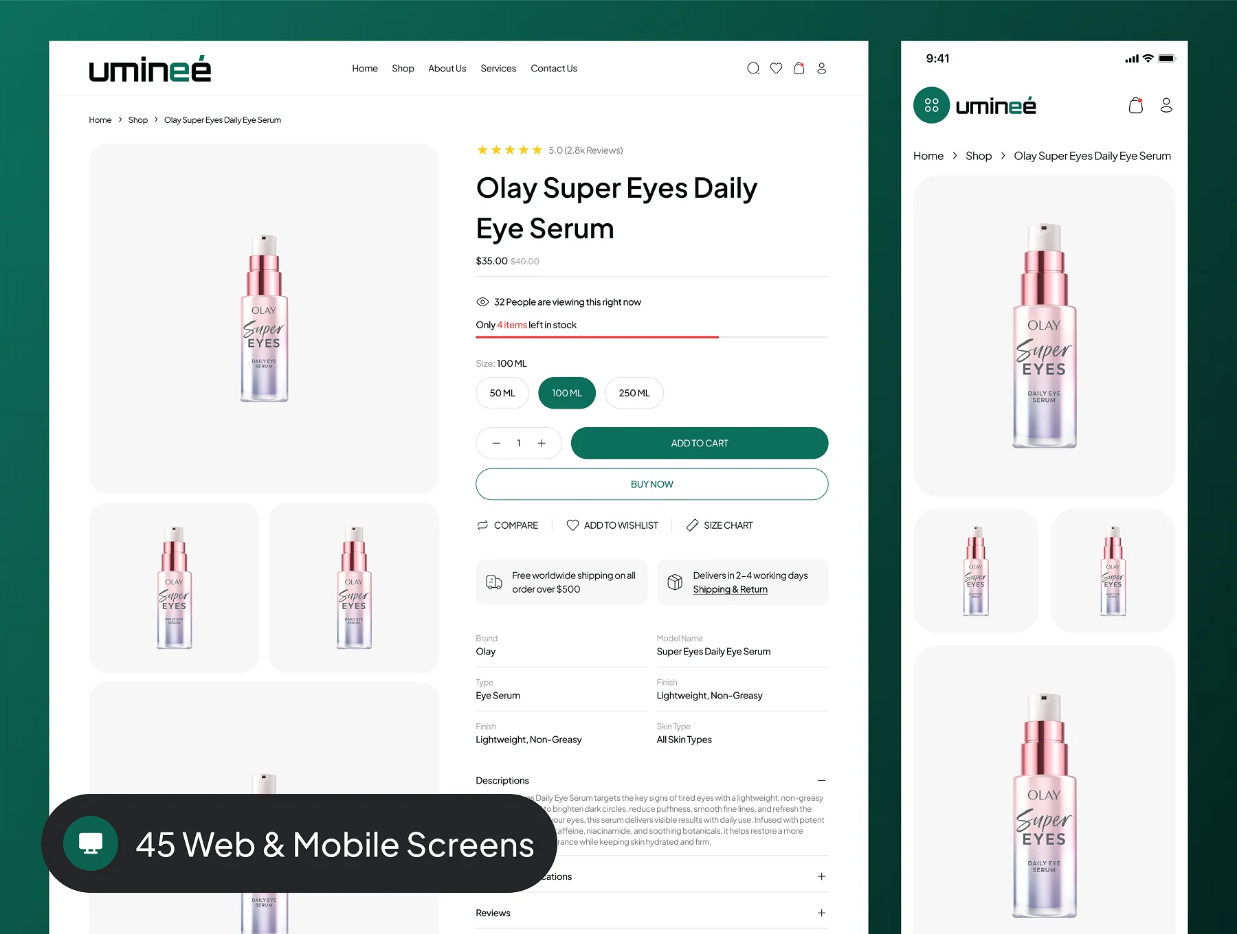 uminee - Beauty Care Ecommerce Website UI Kit 6