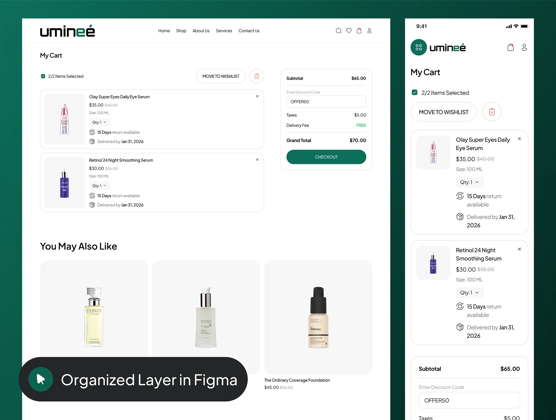 uminee - Beauty Care Ecommerce Website UI Kit 7