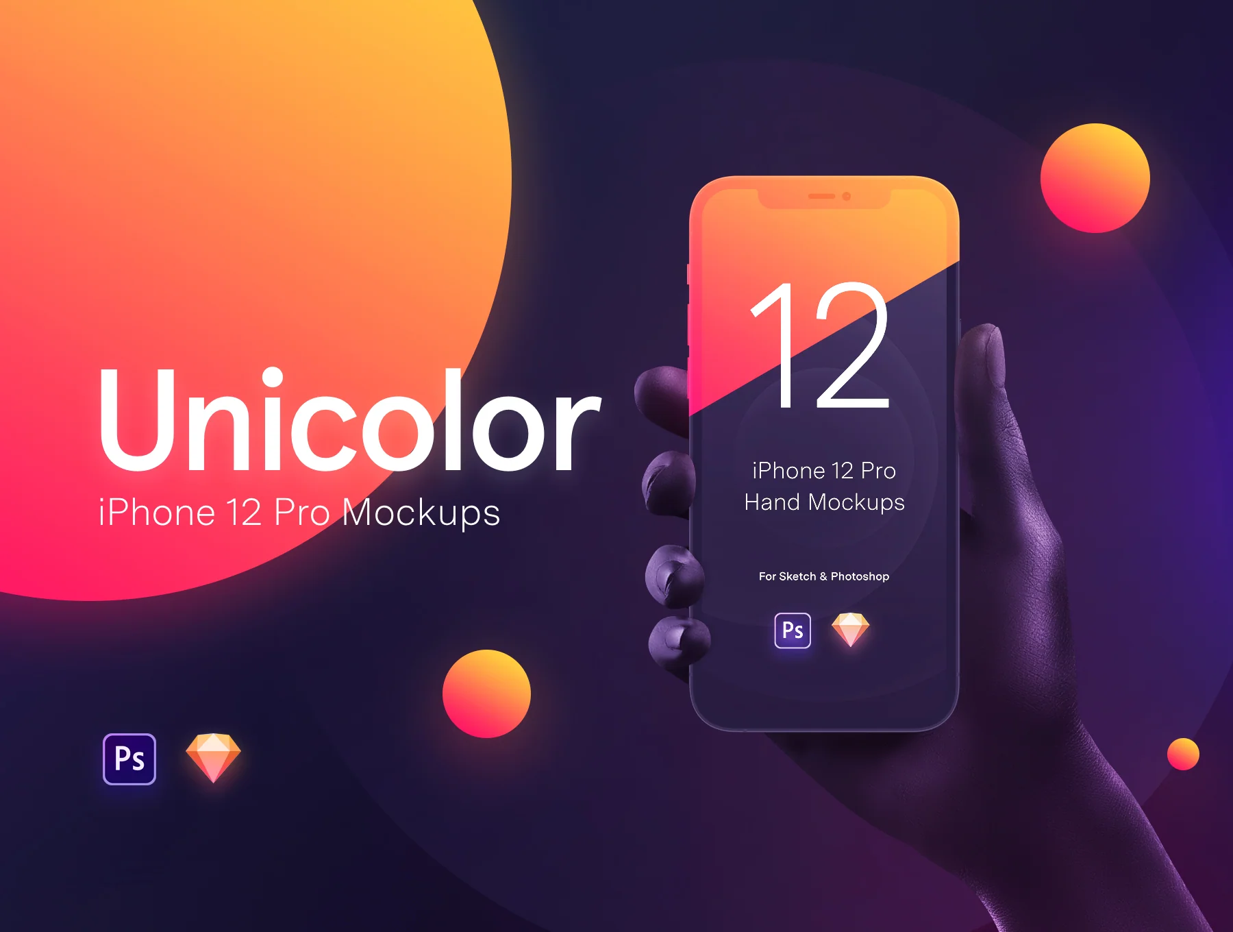Unicolor & B/W Hands iPhone 12 Pro Mockups