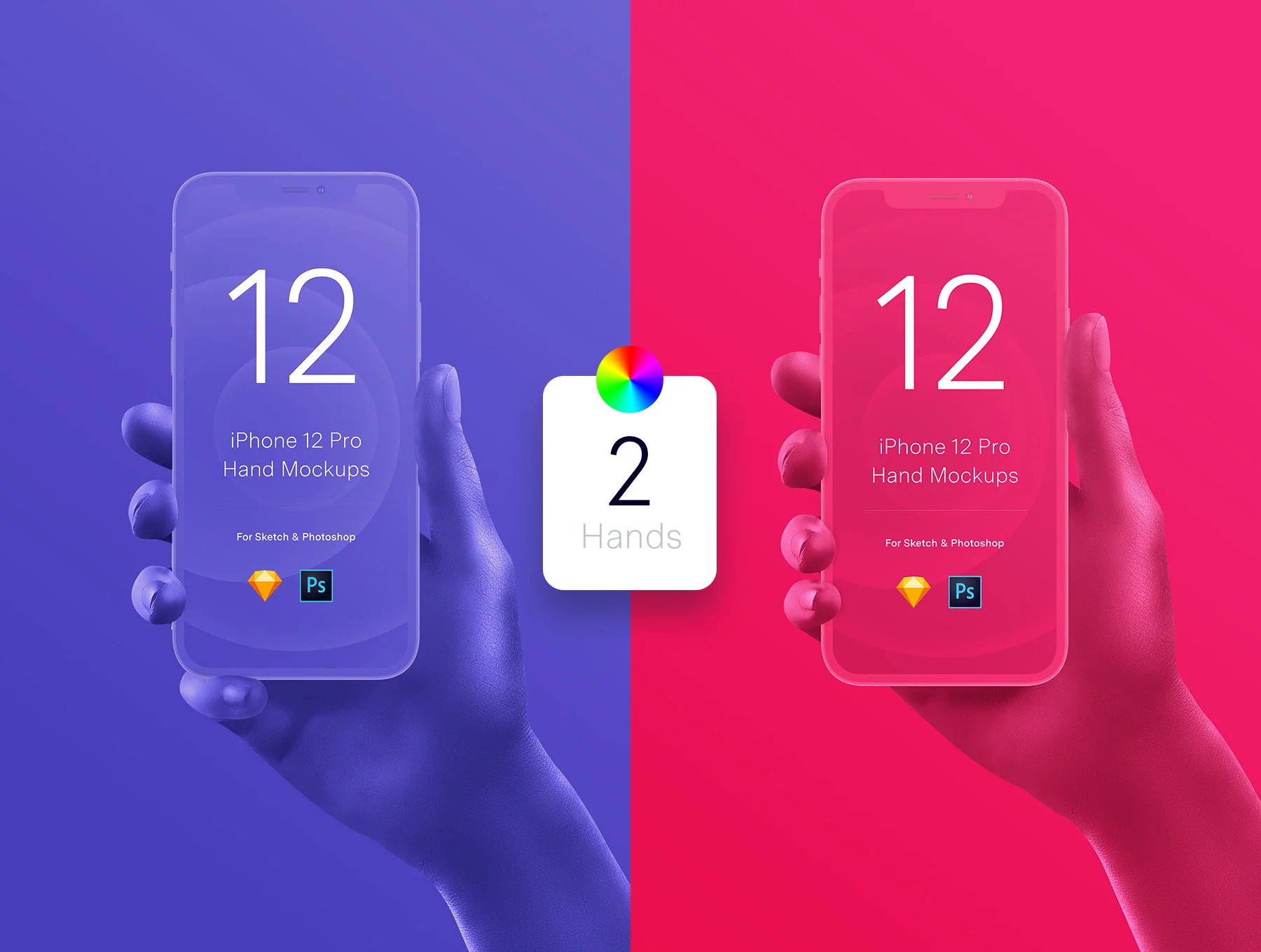Unicolor & B/W Hands iPhone 12 Pro Mockups 2