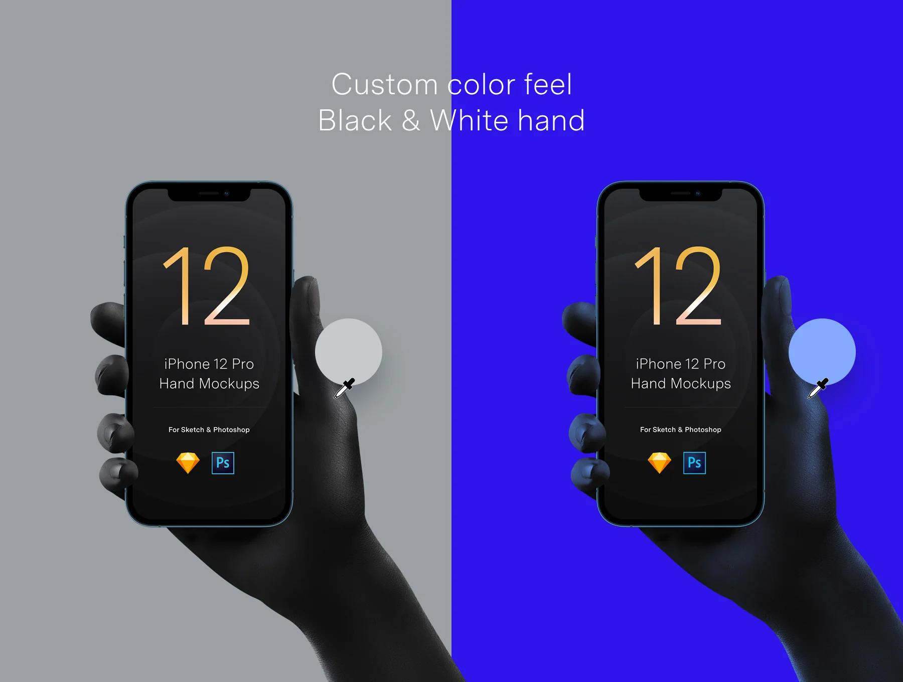 Unicolor & B/W Hands iPhone 12 Pro Mockups 5