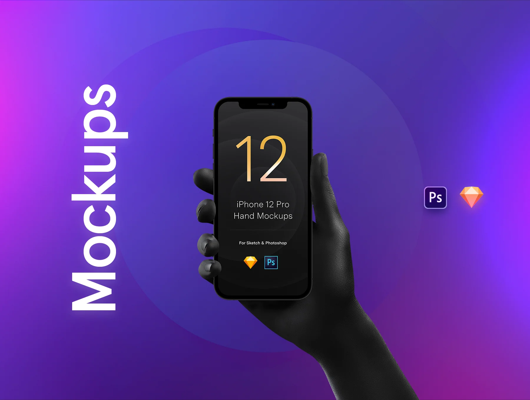 Unicolor & B/W Hands iPhone 12 Pro Mockups 7