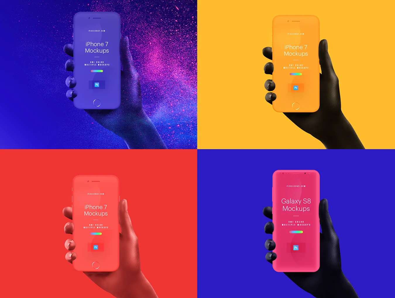 Unicolor & B/W Hands Mockups 8