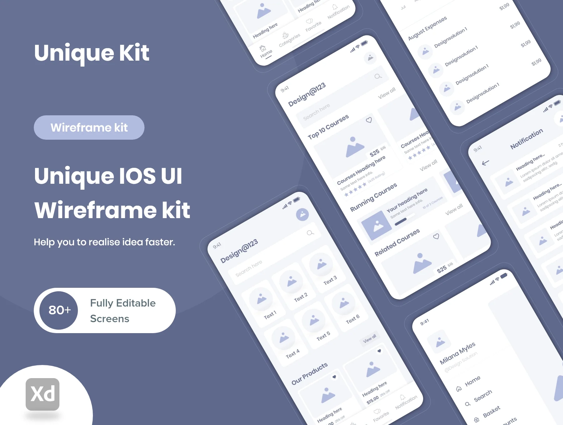 Unique IOS UI Wireframe kit