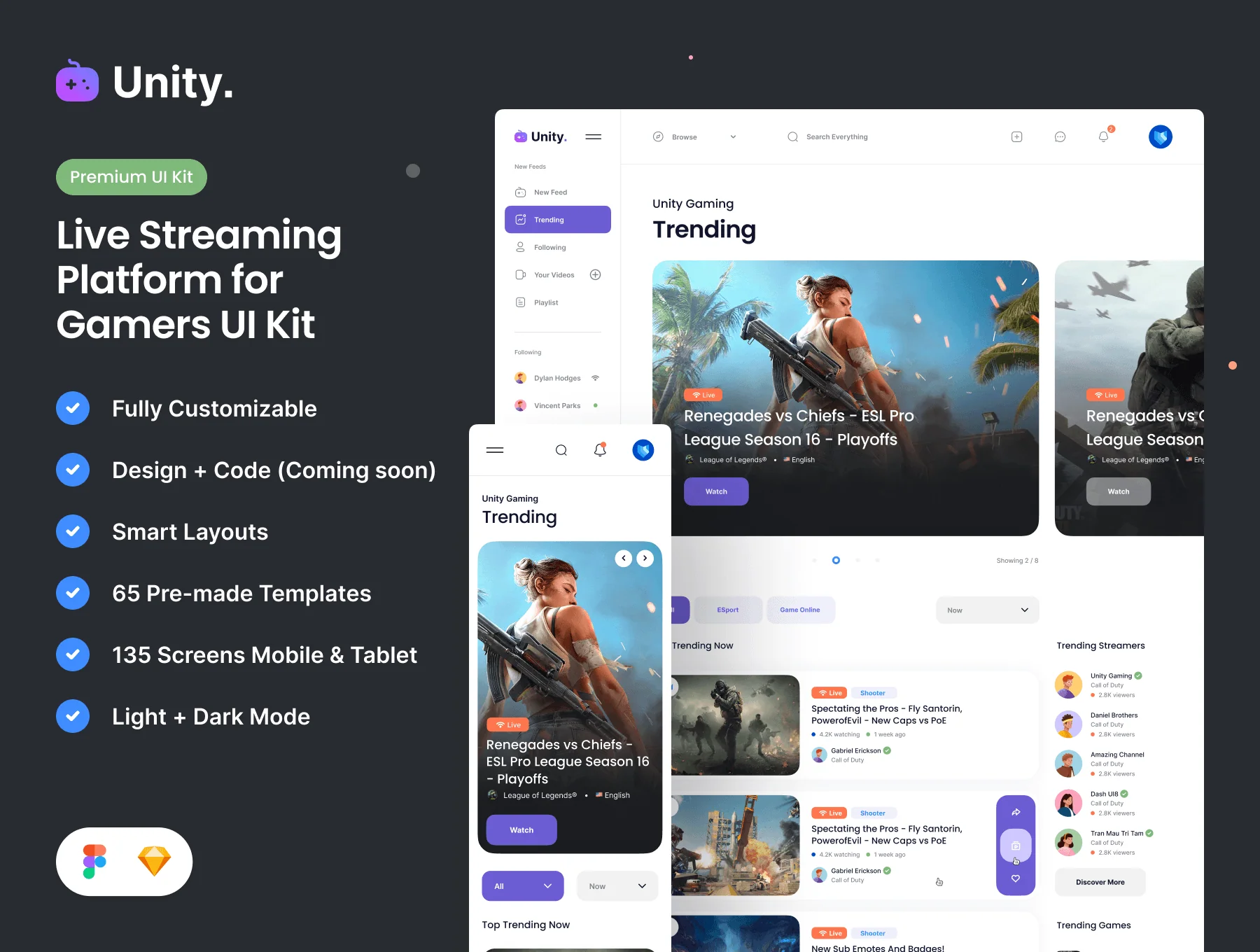 Unity Dashboard Kit — Gaming 🎮
