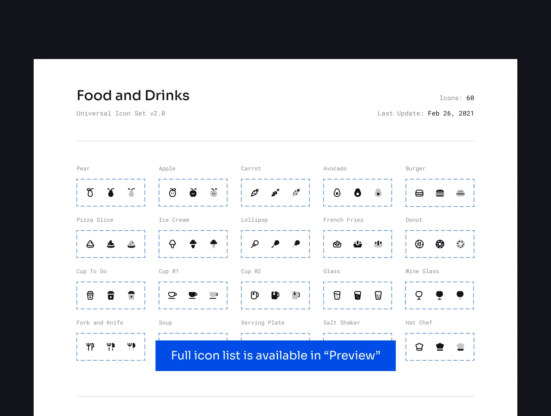 Food and Drinks Icon Set 8
