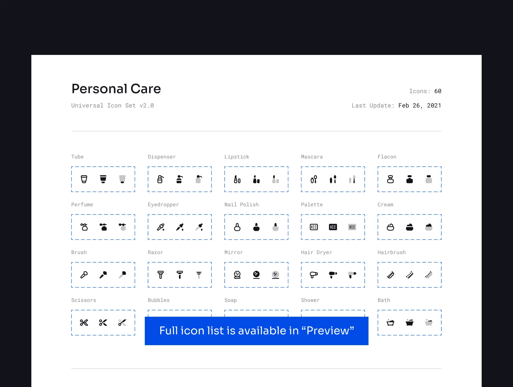 Personal Care Icon Set 8