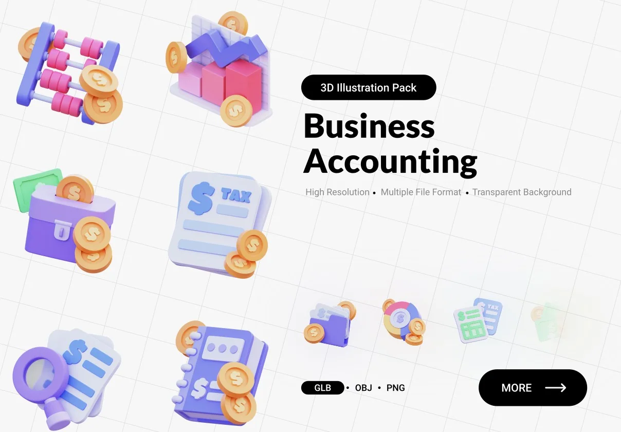 Unixx - Business Accounting 3D Icon Set