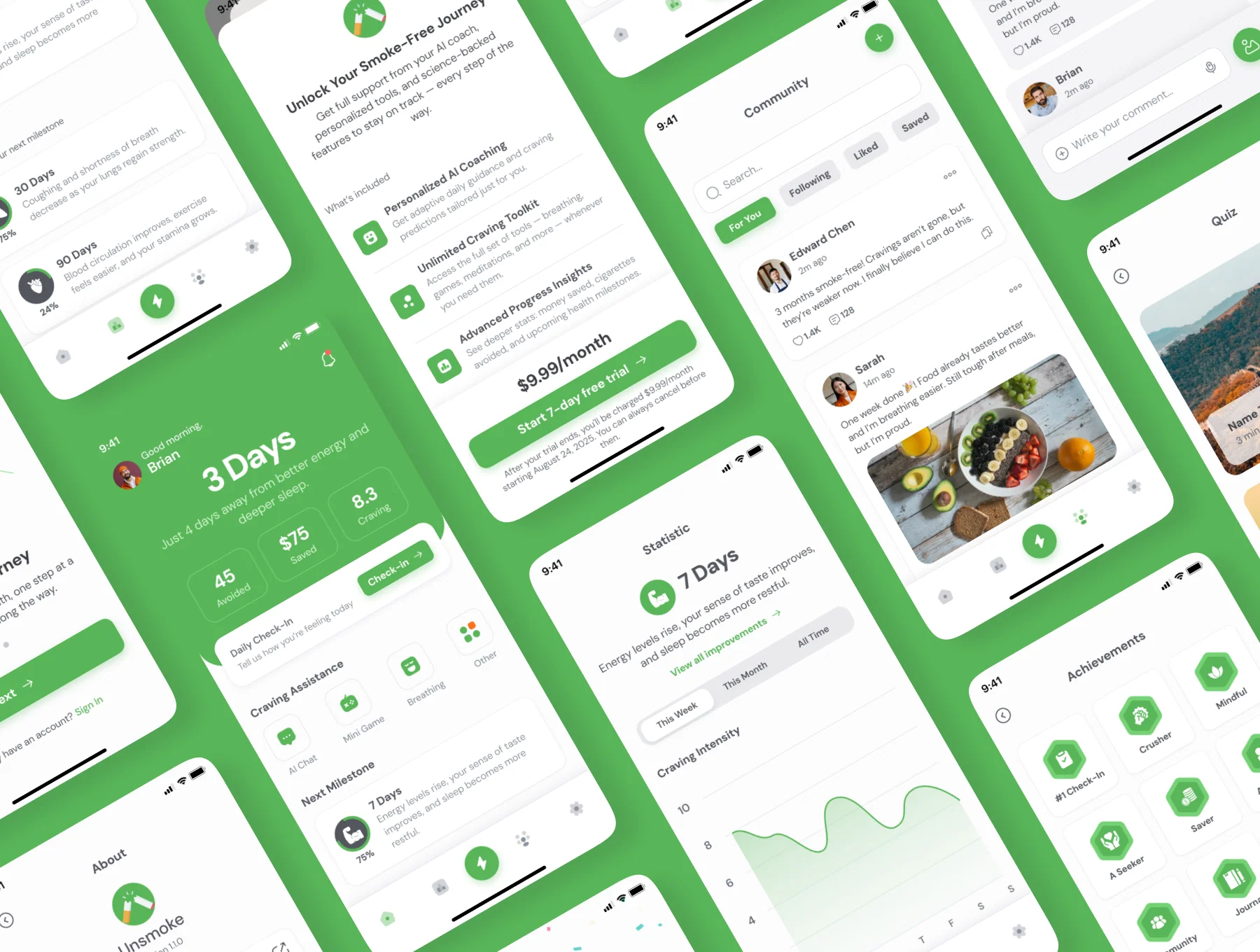 Unsmoke - Quit Smoking & Wellness Mobile UI Kit 3