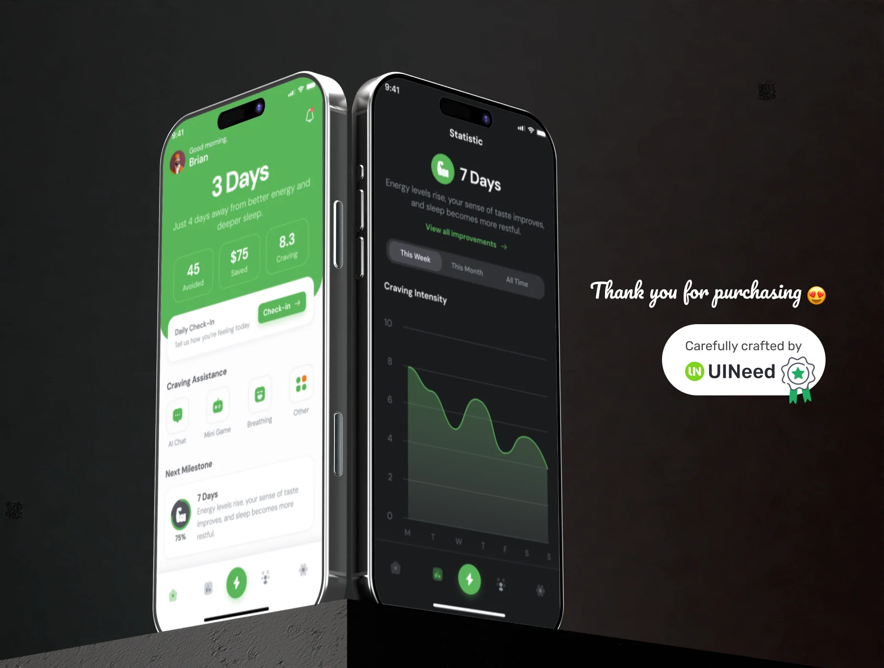 Unsmoke - Quit Smoking & Wellness Mobile UI Kit 8