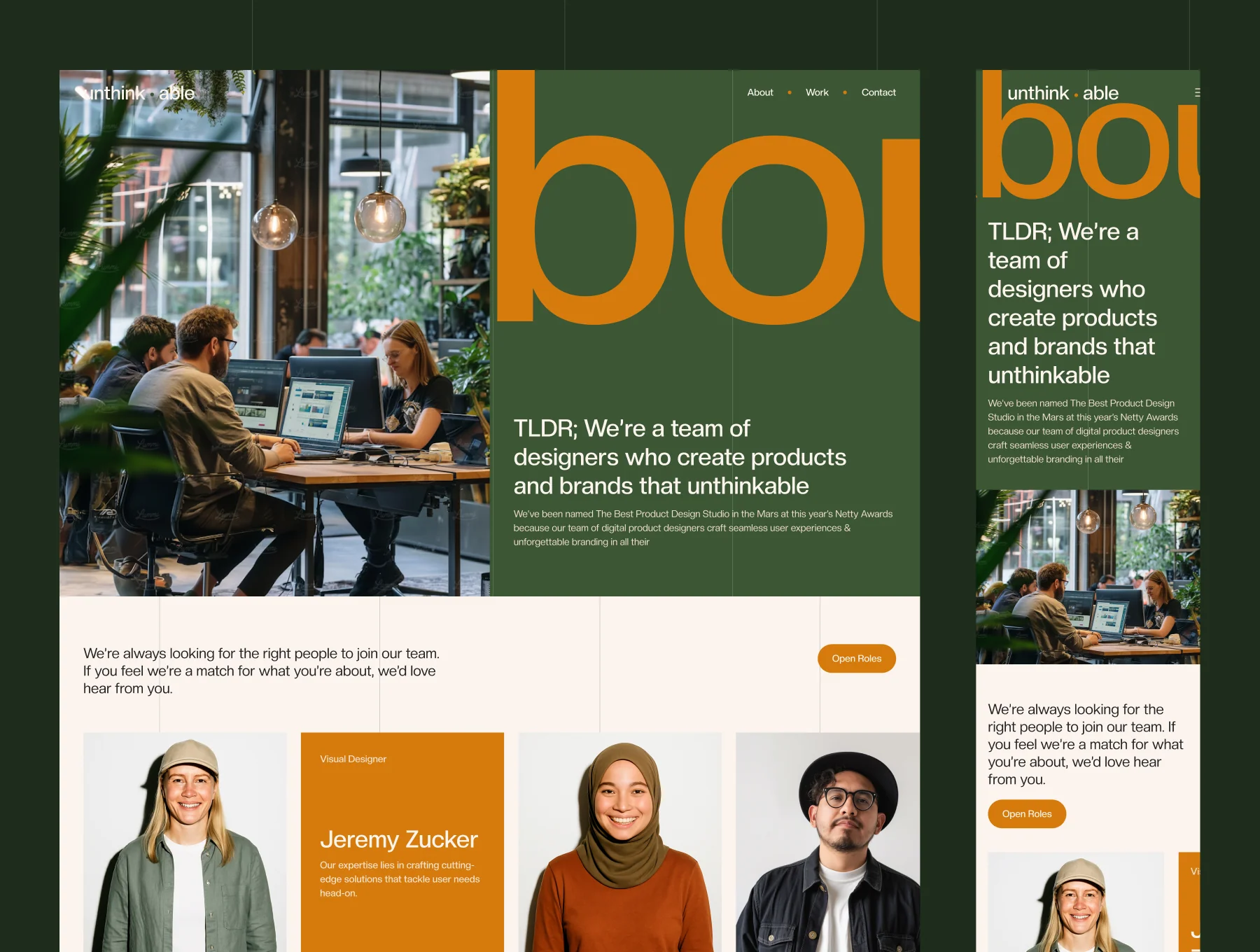 Unthinkable - Studio Design Landing Page 2