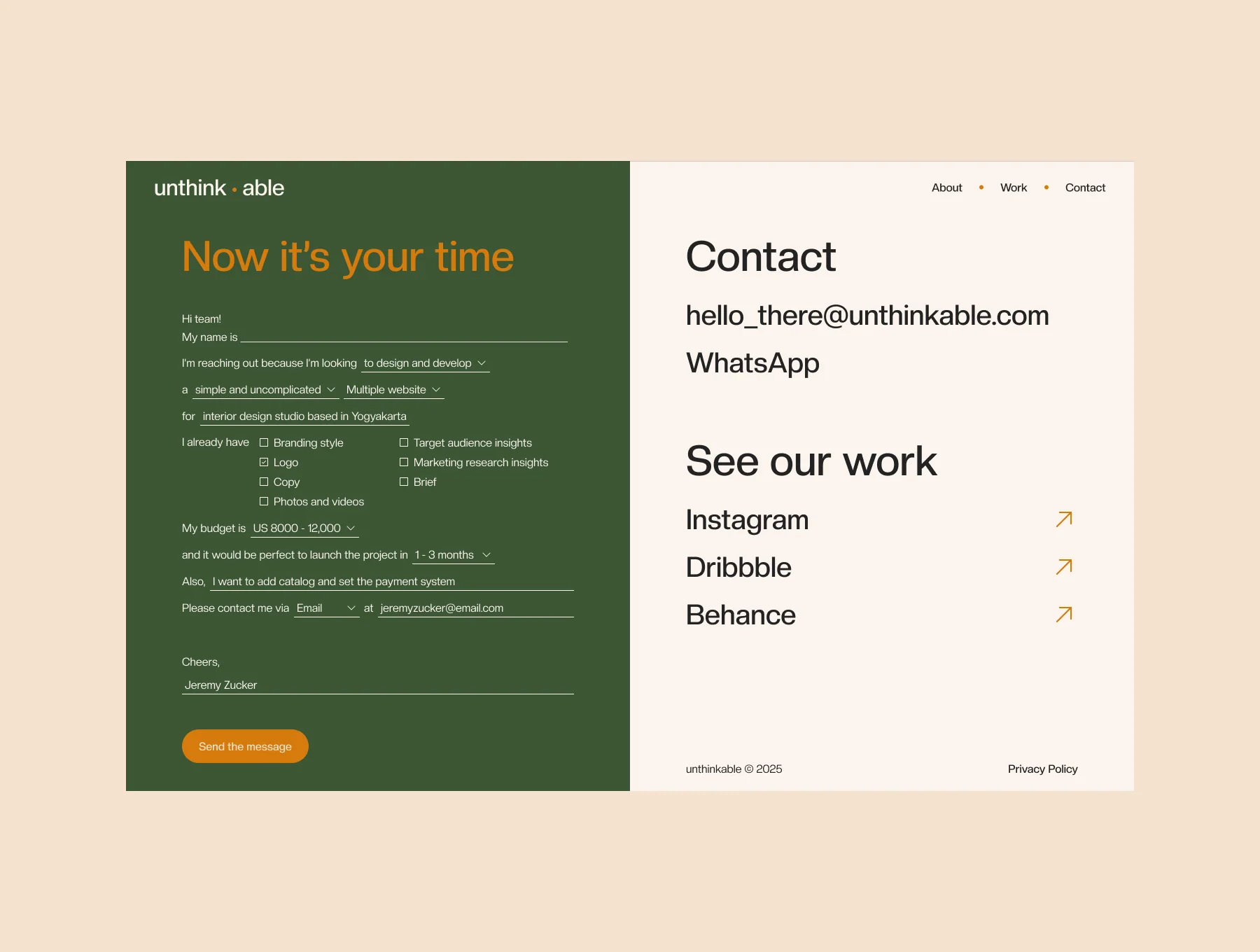 Unthinkable - Studio Design Landing Page 4