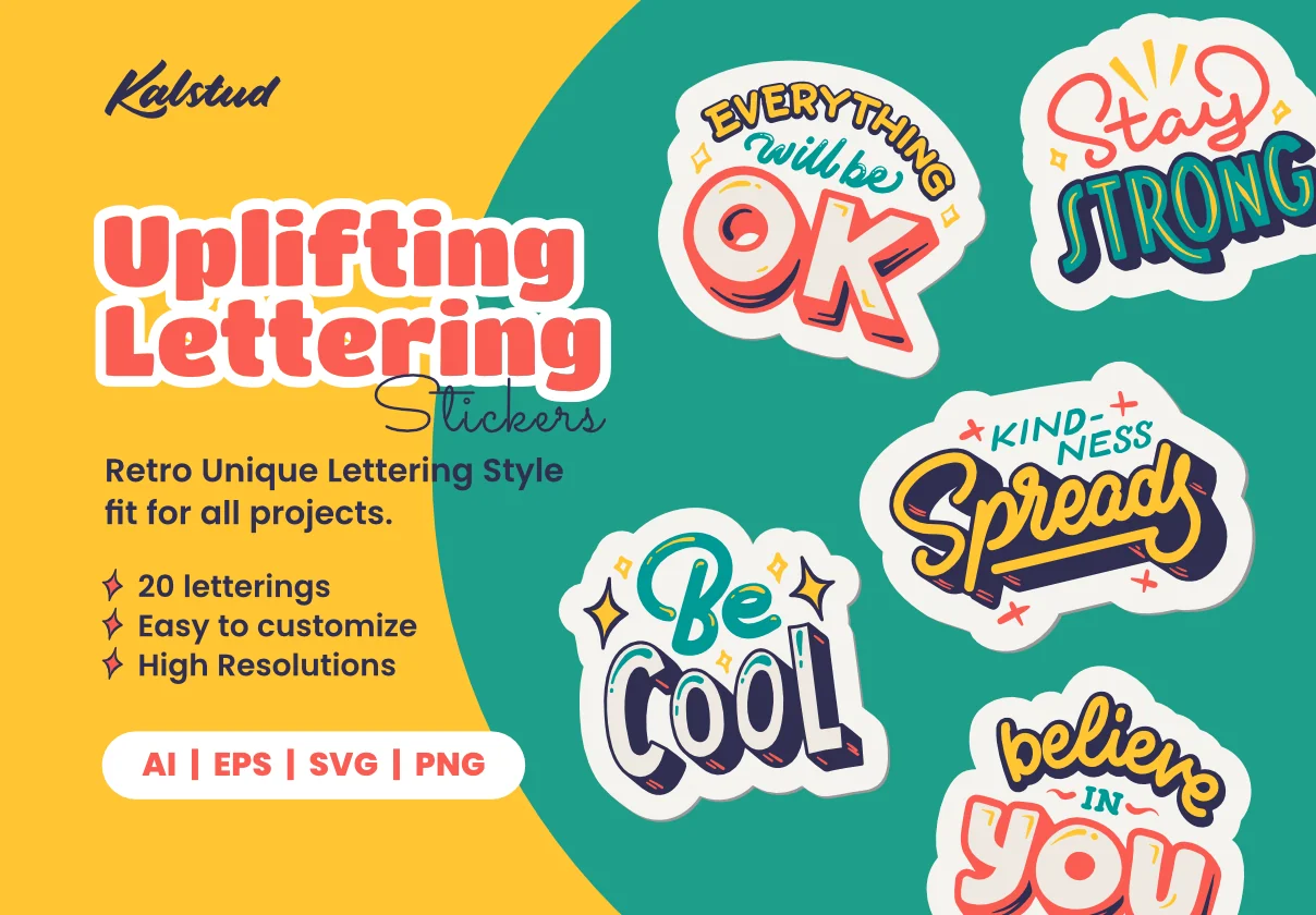 Uplifting Lettering Stickers: Spread Positivity