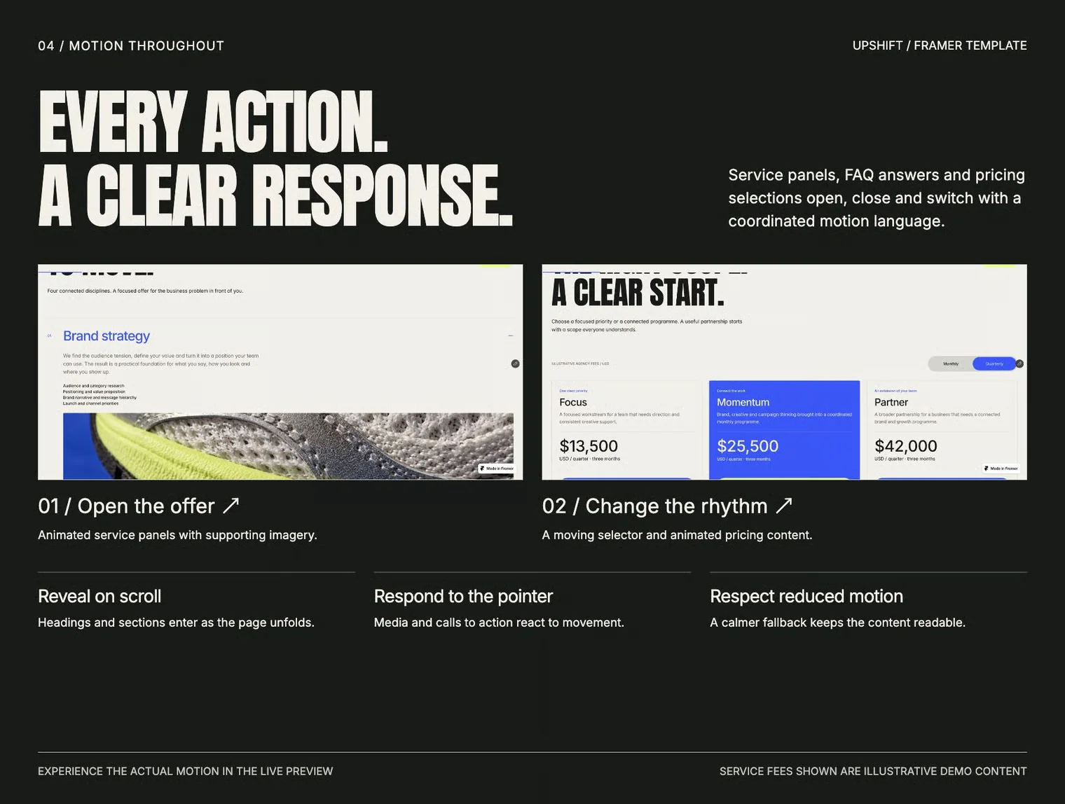 UPSHIFT Studio — Agency Framer Template 4