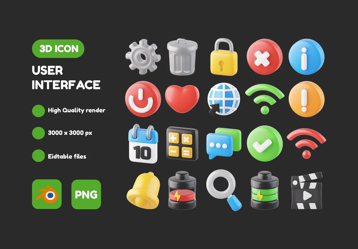 User Interface 3D Icons