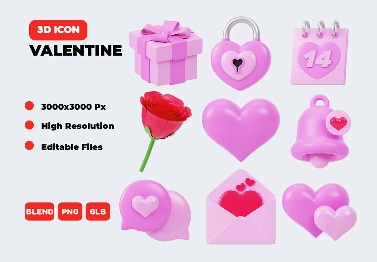 Valentine 3D Icon Pack