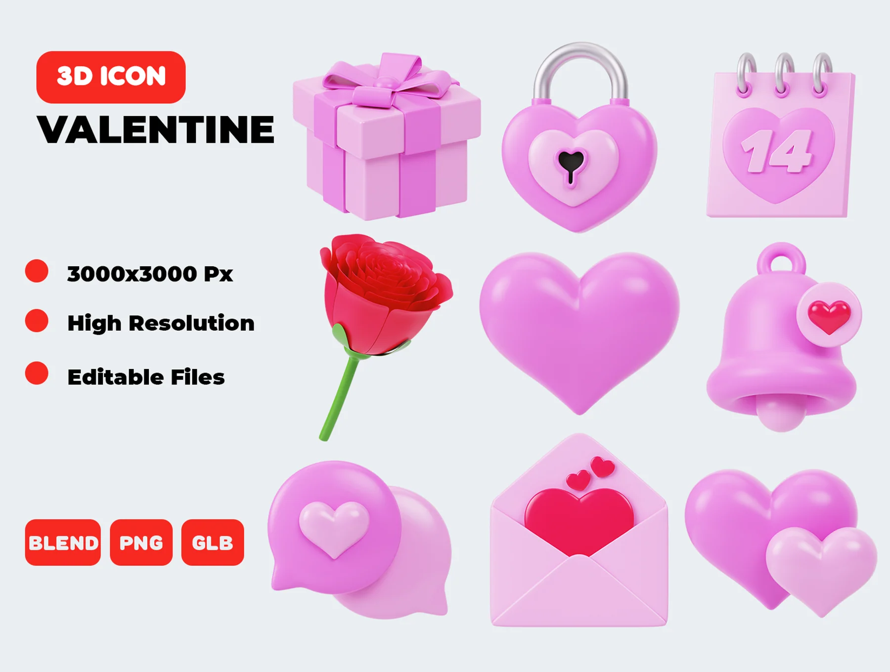 Valentine 3D Icon Pack
