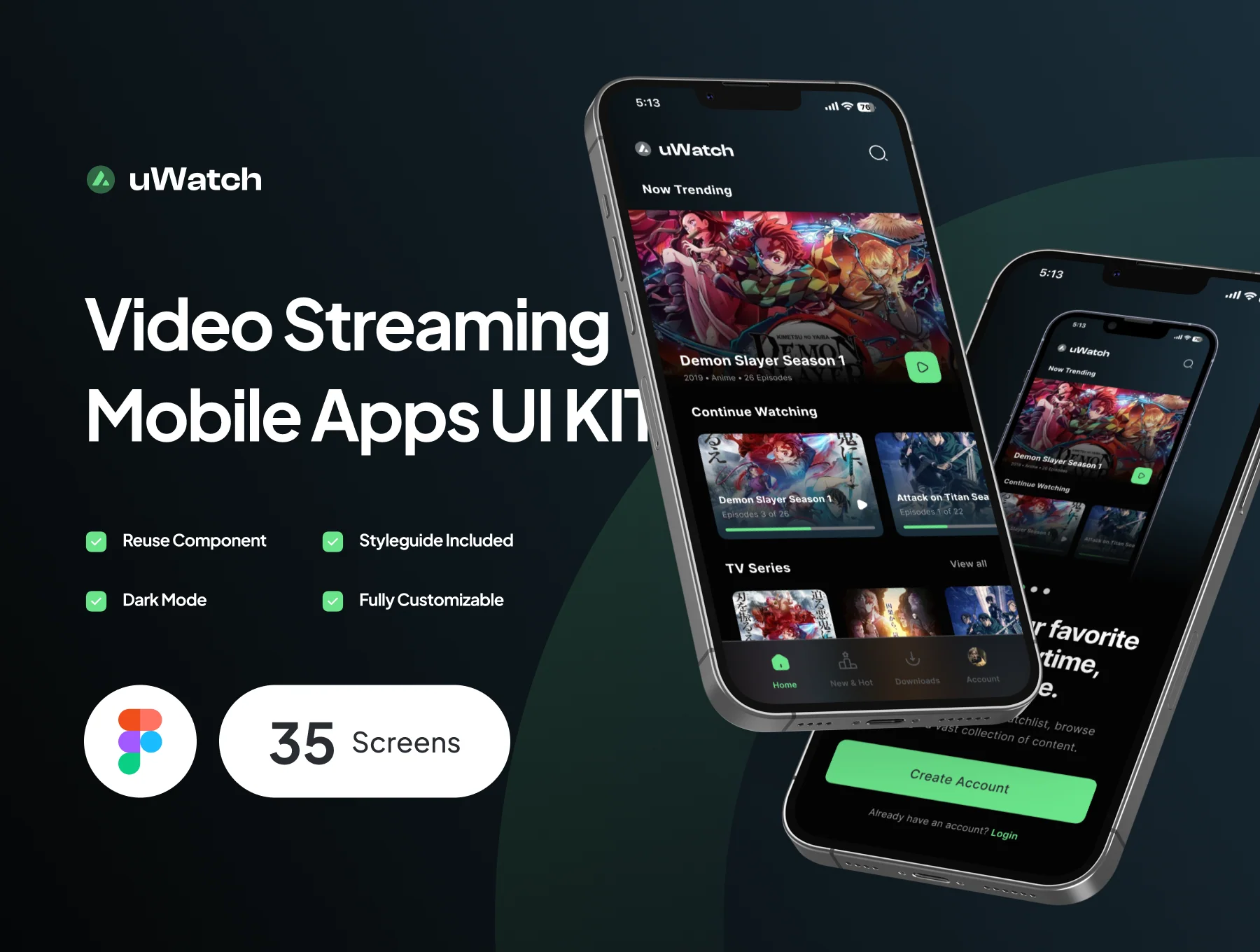 uWatch - Video Streaming Mobile App UI Kit