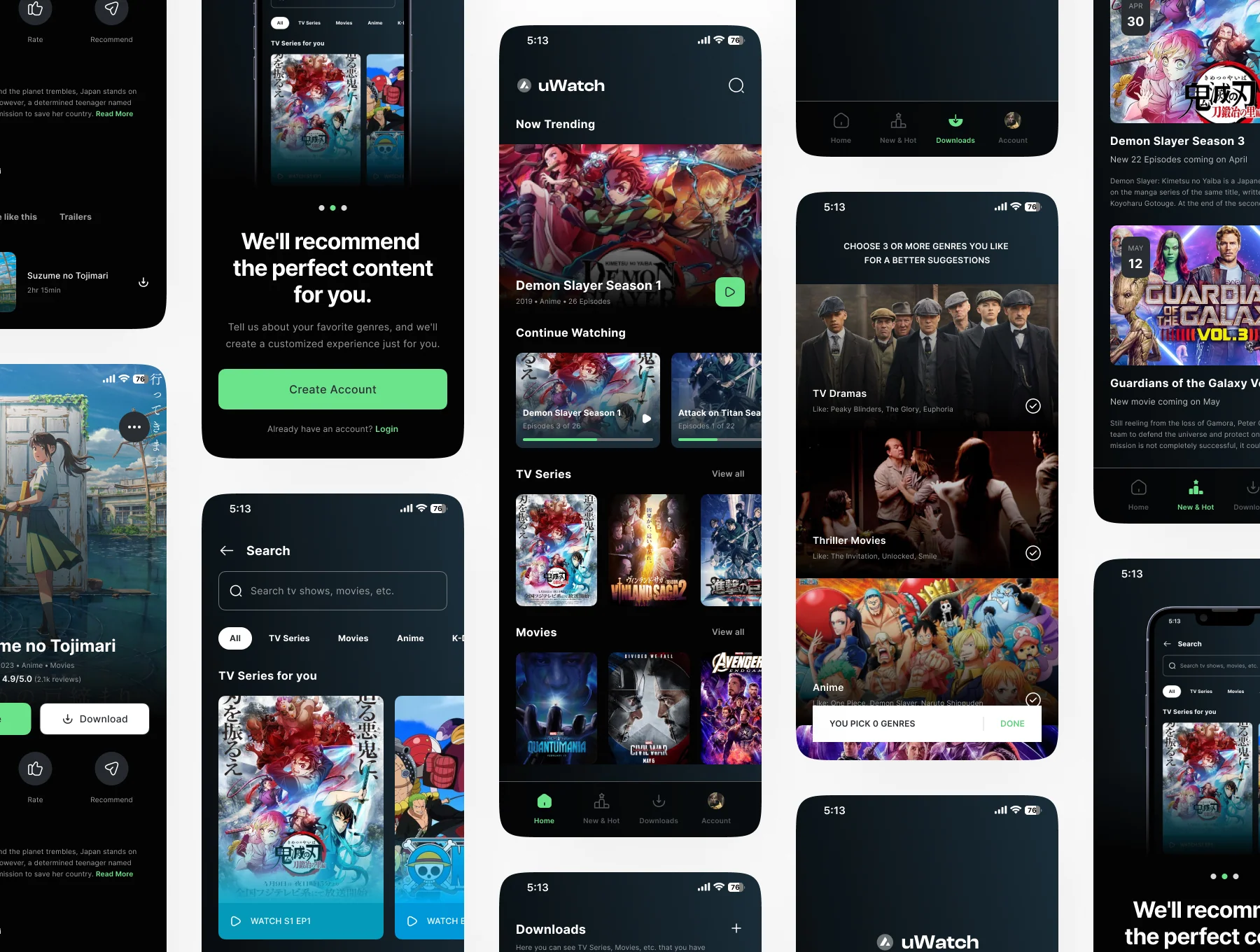 uWatch - Video Streaming Mobile App UI Kit 5
