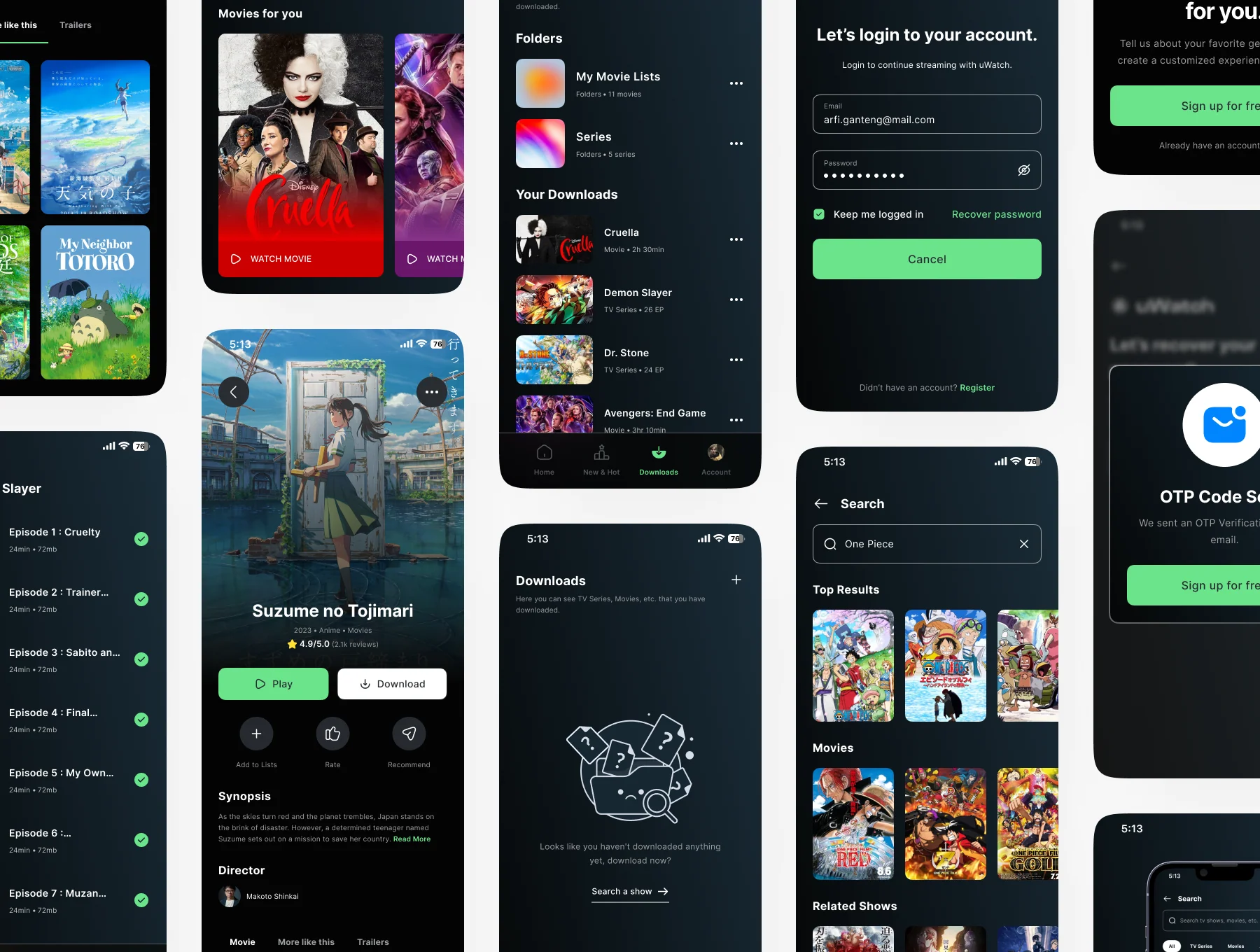 uWatch - Video Streaming Mobile App UI Kit 6