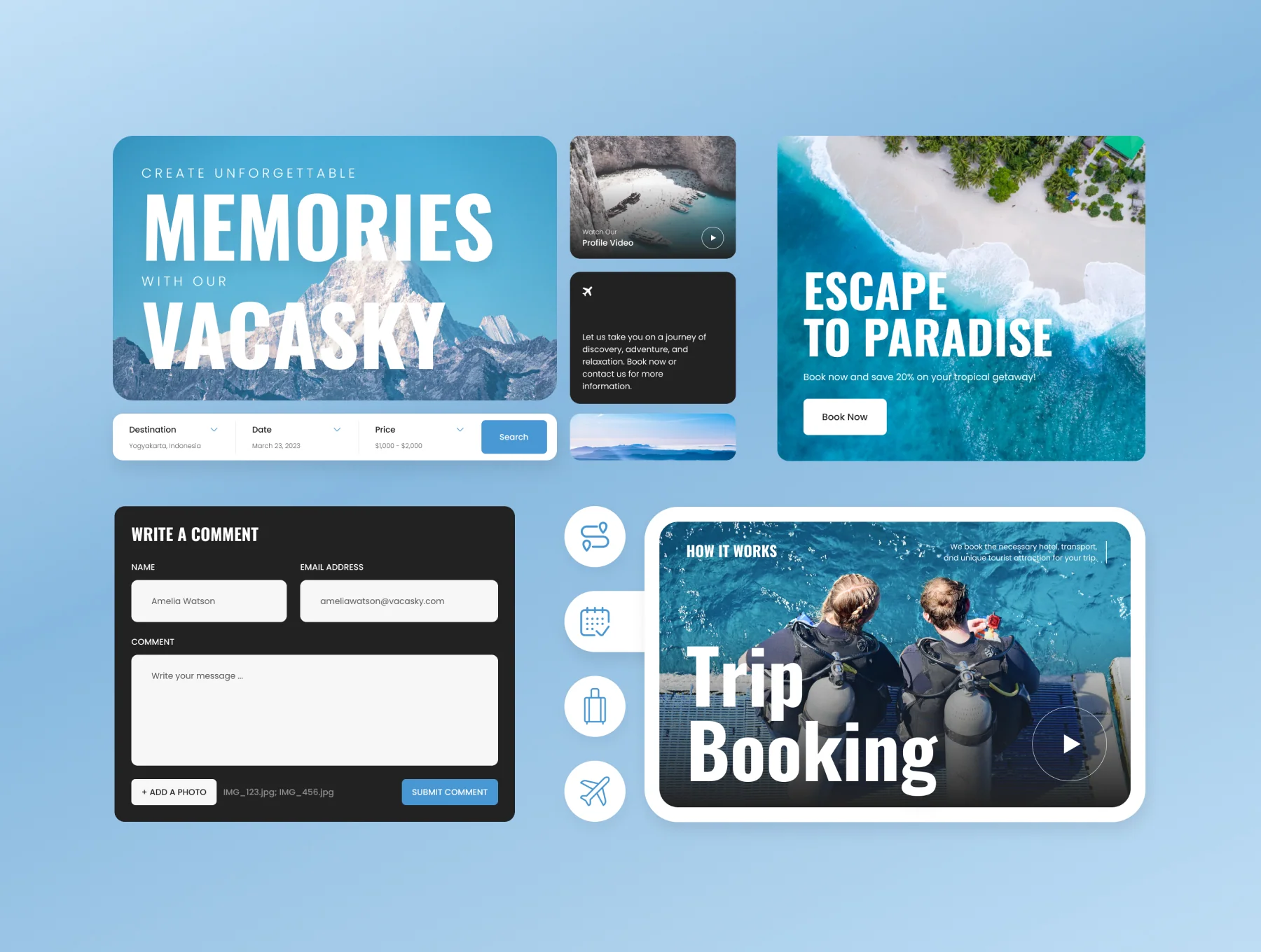 Vacasky – Clean Modern Tour & Travel Agency Website 2
