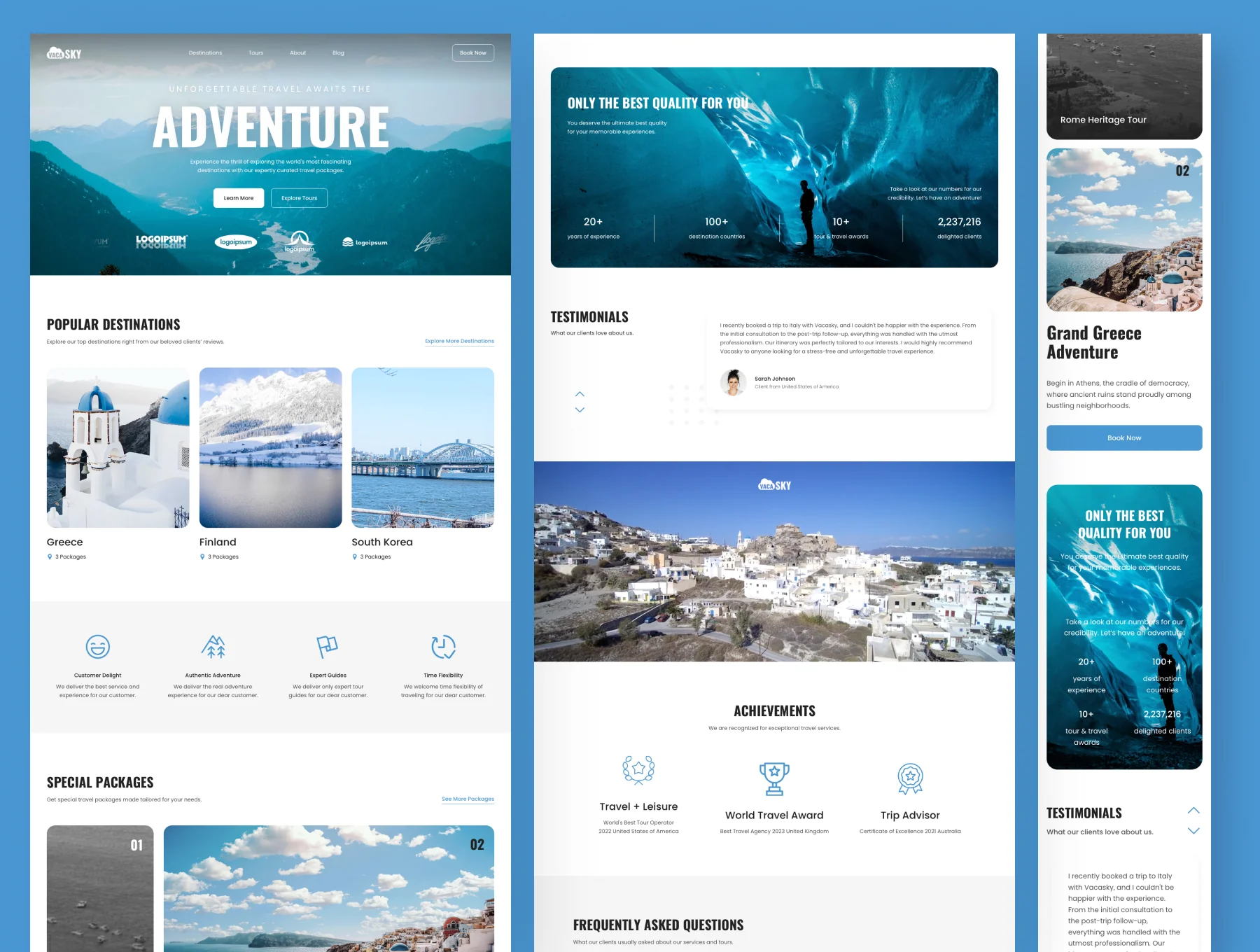 Vacasky - Tour & Travel Agency Website Framer Template