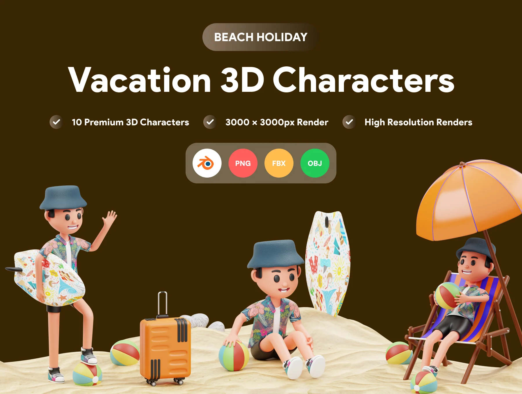 Vacation 3D Character Illustration