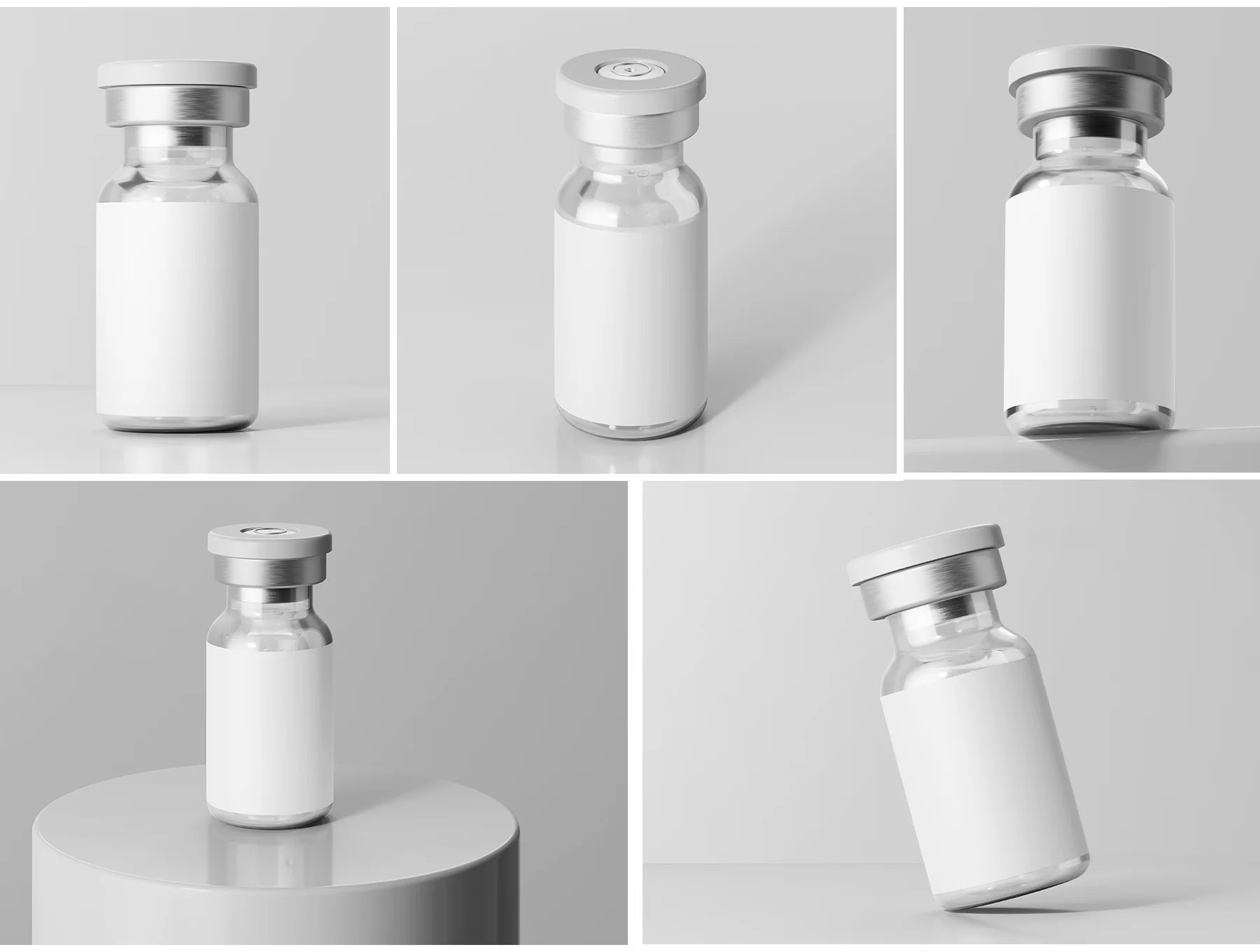 Vaccine Bottle Glass Vial Mockup Pack 2