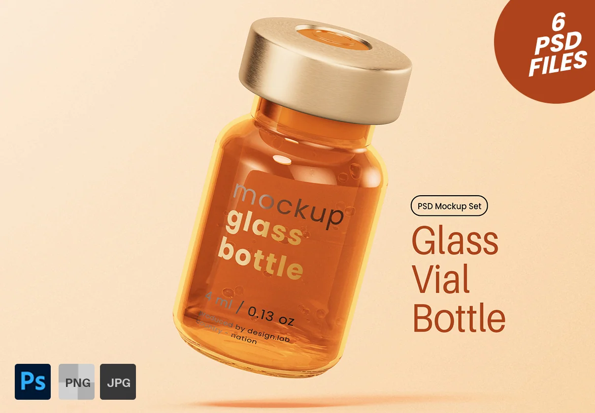 Vaccine Glass Vial Bottle Mockups