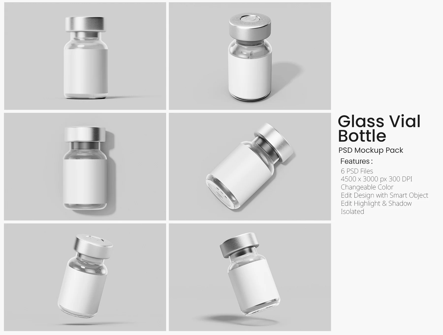 Vaccine Glass Vial Bottle Mockups 2