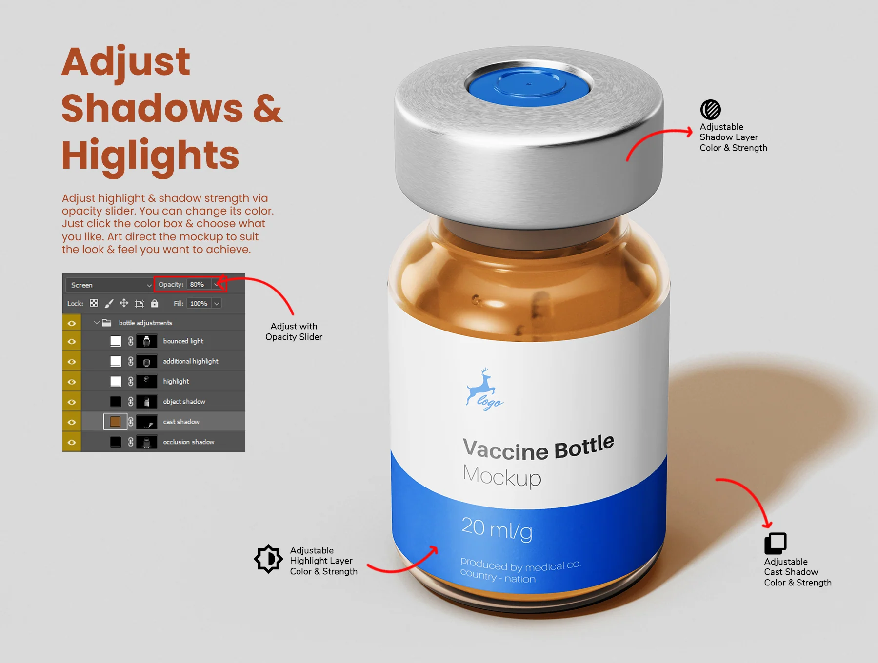 Vaccine Glass Vial Bottle Mockups 5