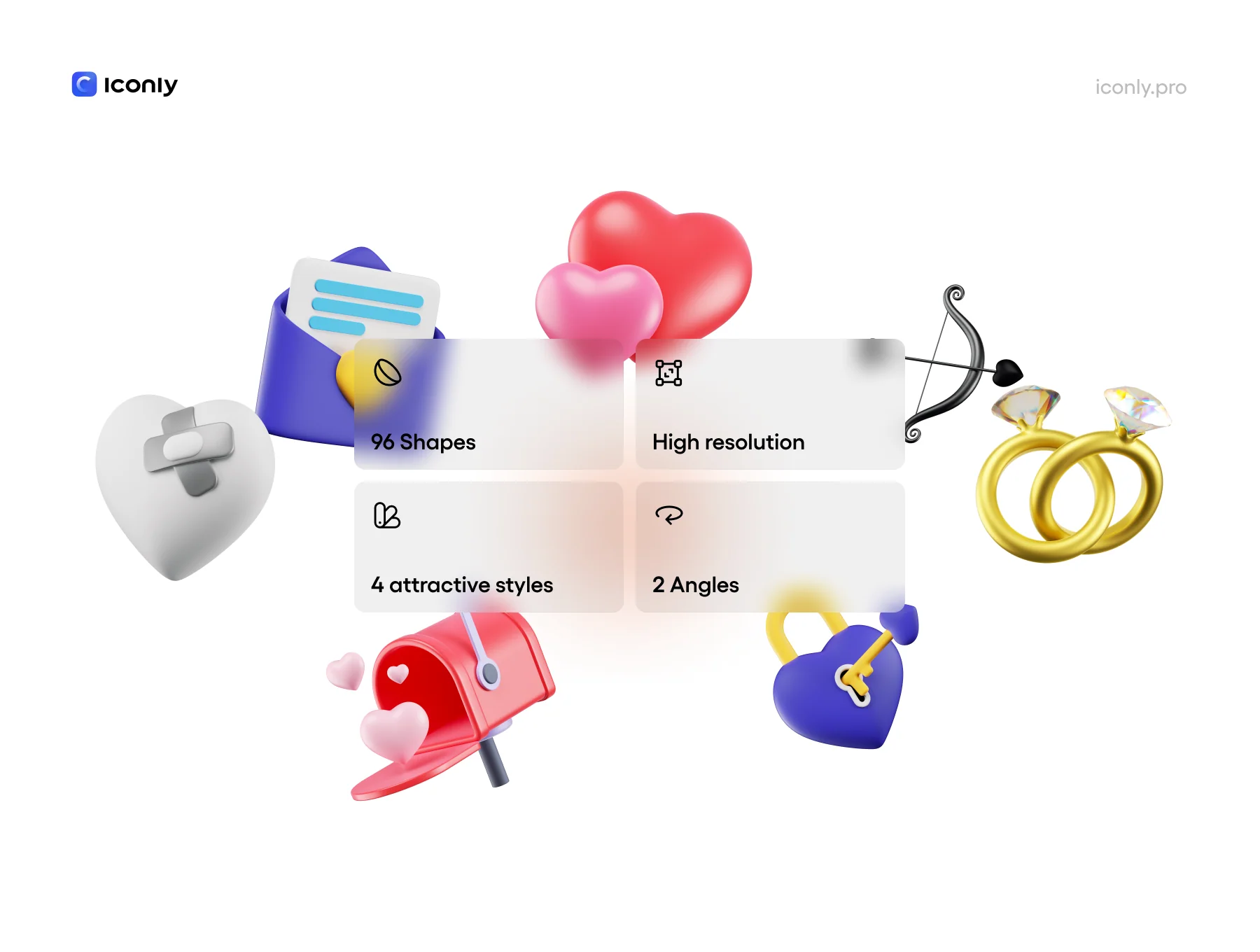 Valentine 3D icons, Iconly Pro 2