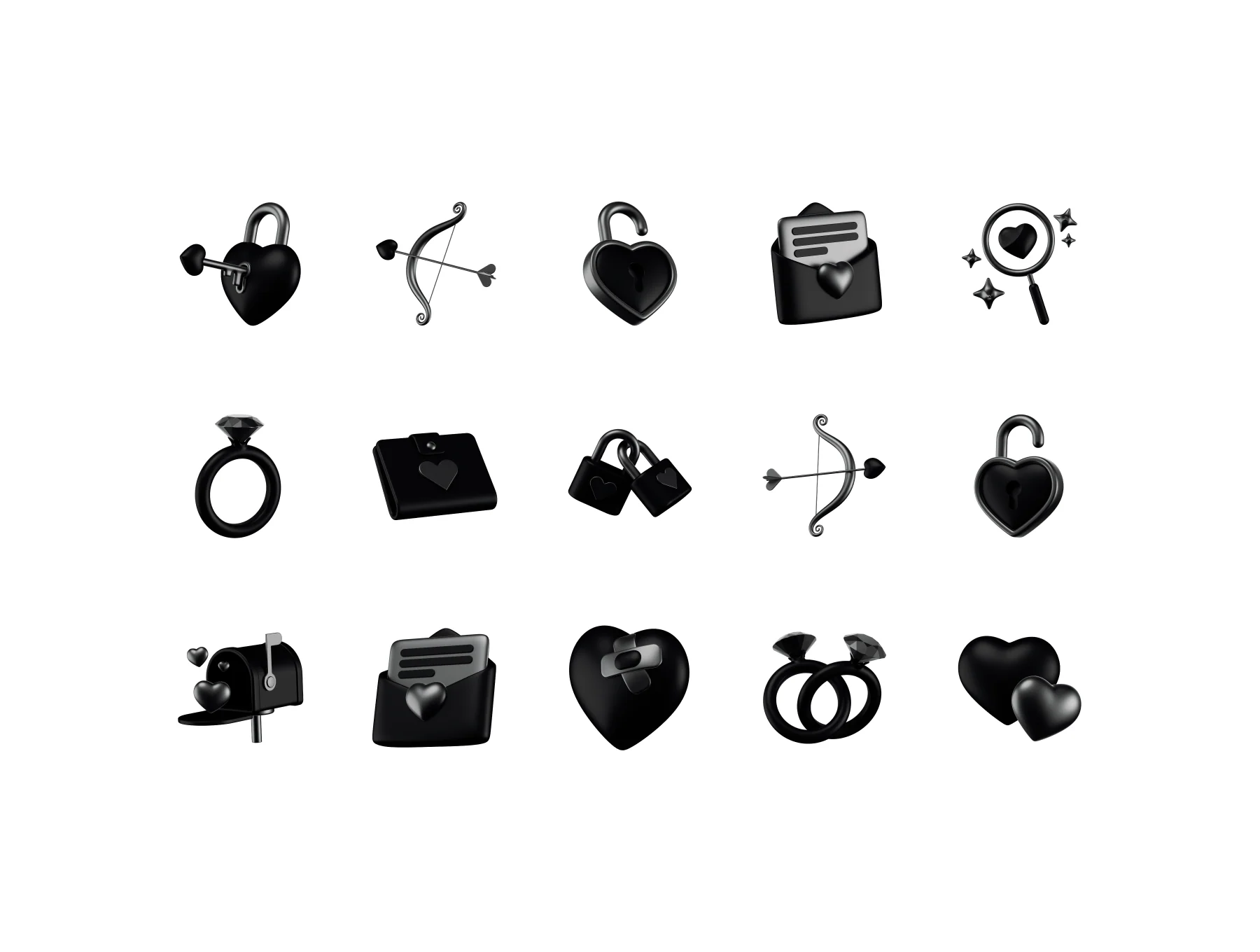 Valentine 3D icons, Iconly Pro 4