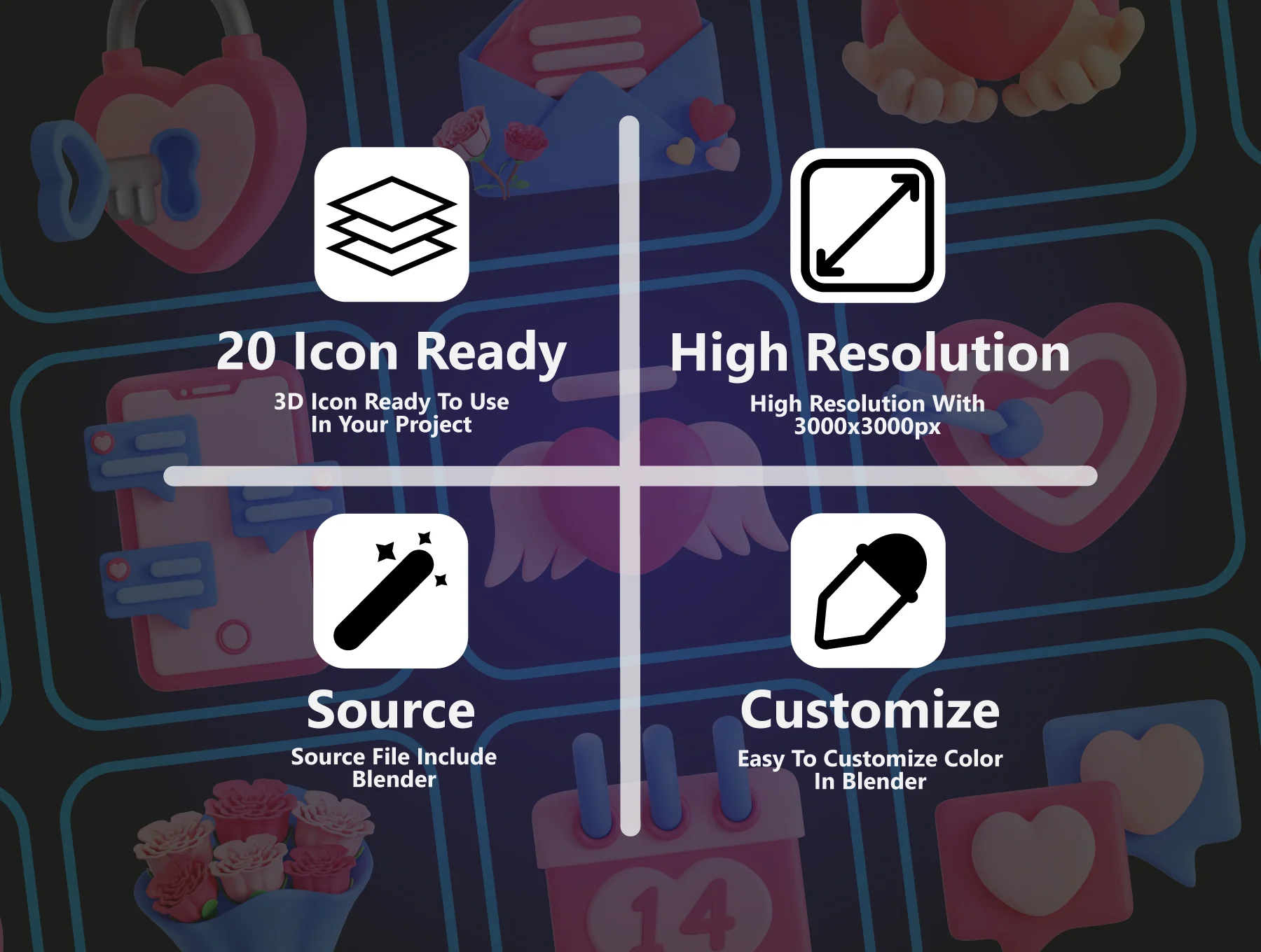 Valentine 3D Icon Pack 3